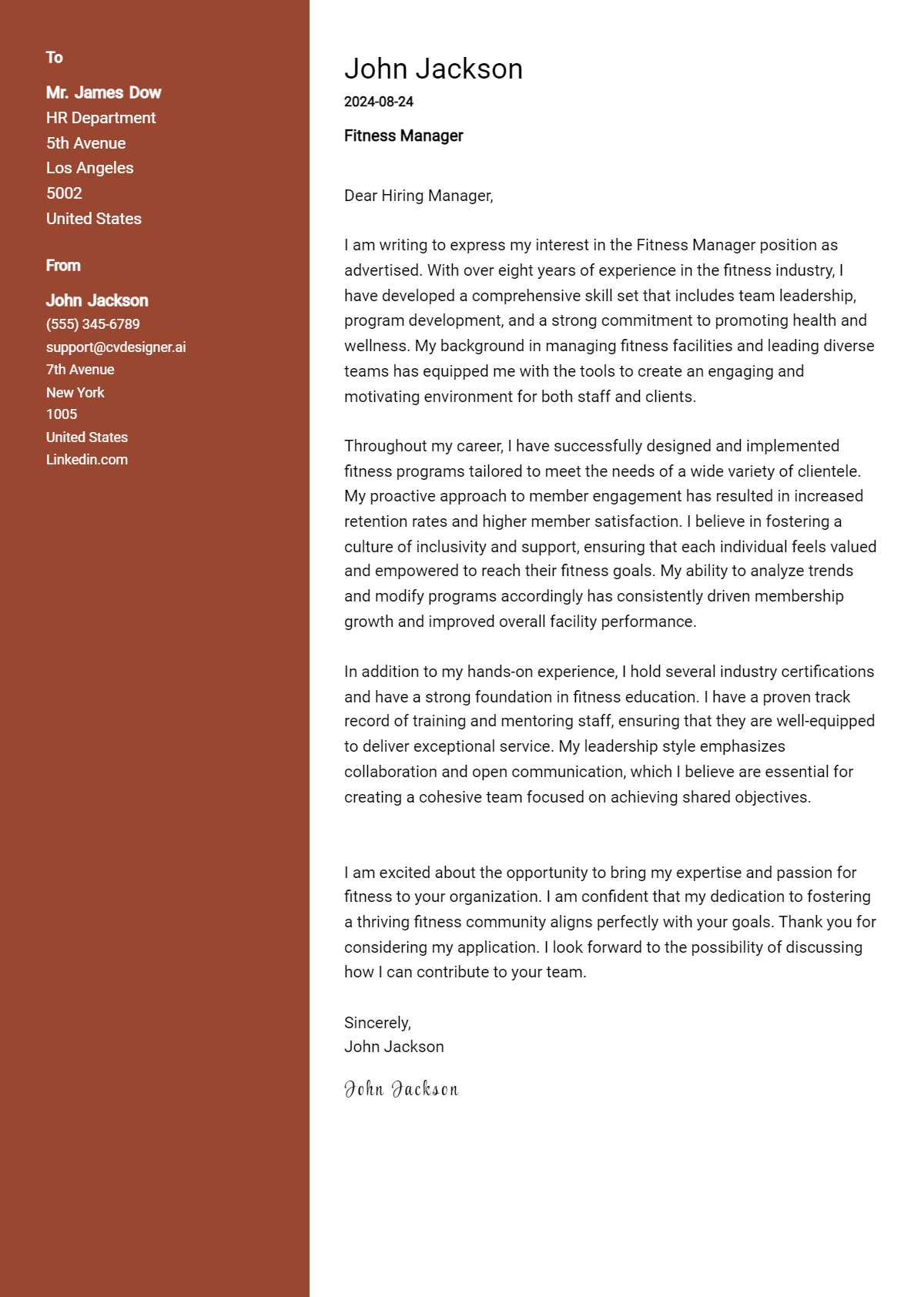 Fitness Manager Cover Letter Example for 2026: Expert Tips & Templates Preview