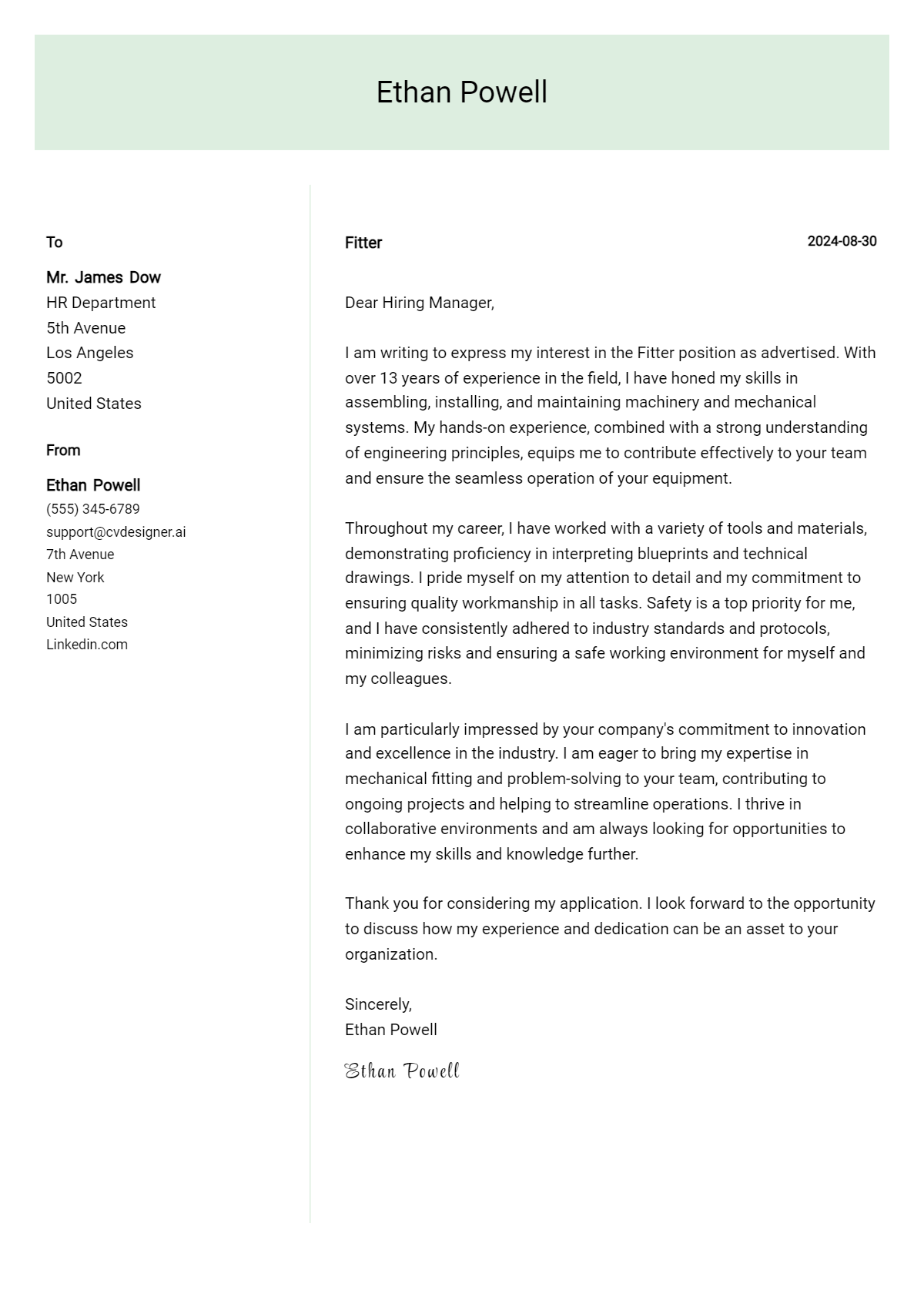 Fitter Cover Letter Examples with Writing Tips for 2026 Preview