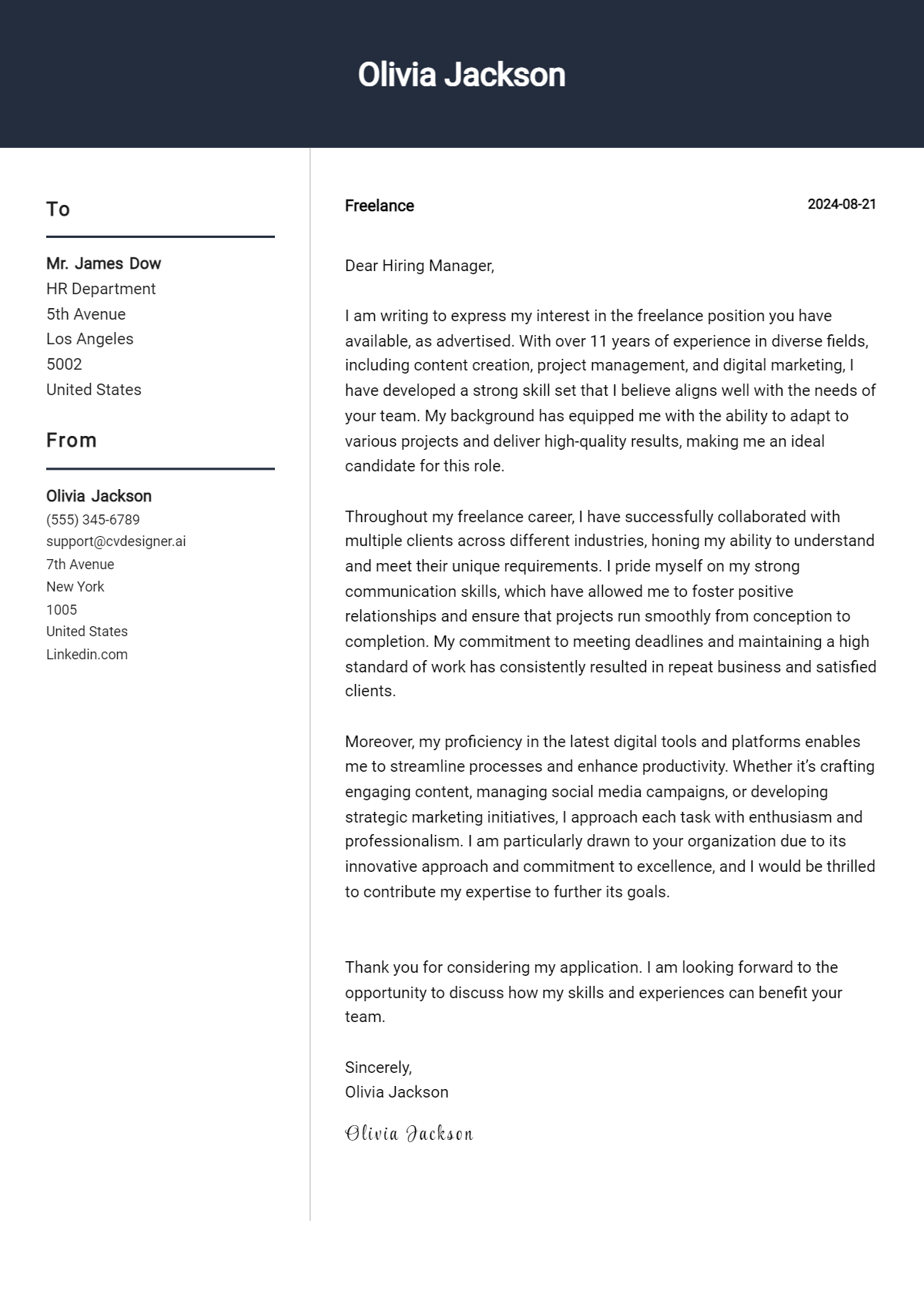 Freelance Cover Letter Examples for 2026 (Downloadable) Preview