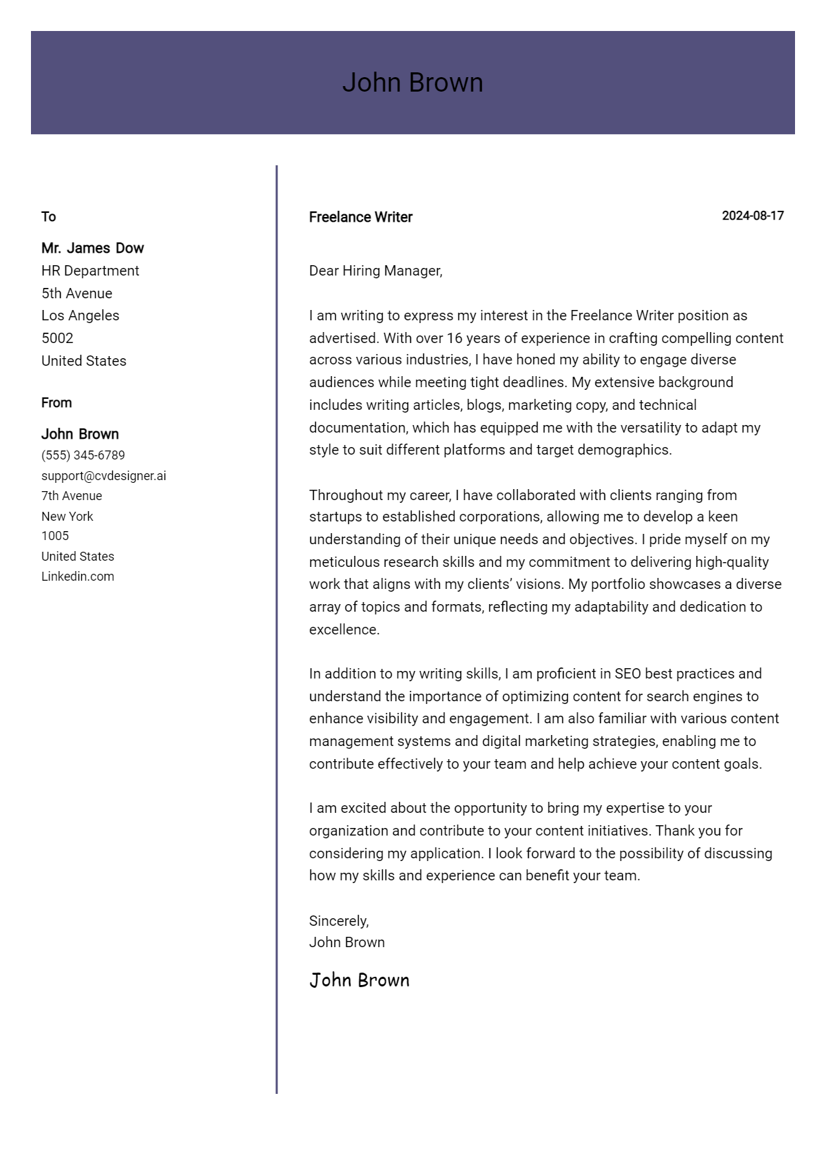 Freelance Writer Cover Letter Examples and Templates for 2026 Preview