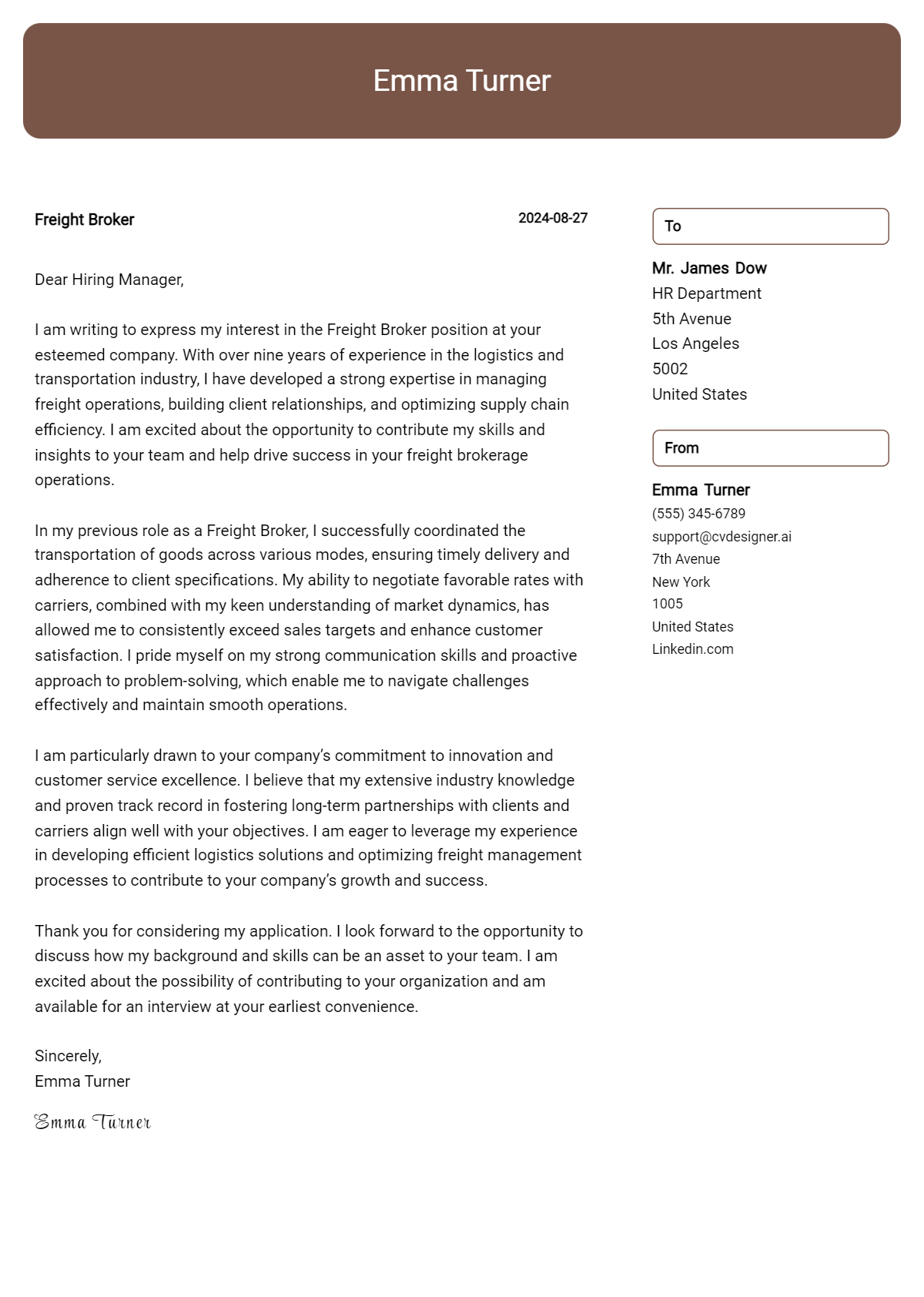 Freight Broker Cover Letter Examples & Samples for 2026 Preview