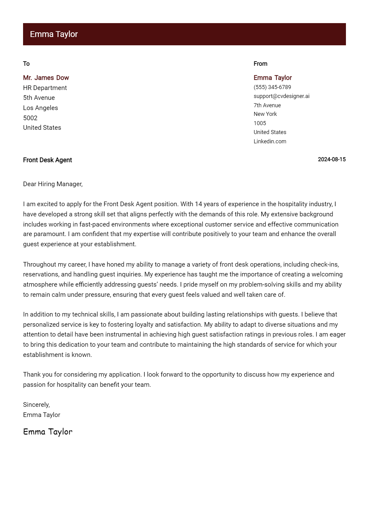 6 Front Desk Agent Cover Letter Examples for 2026: Ultimate Guide Preview