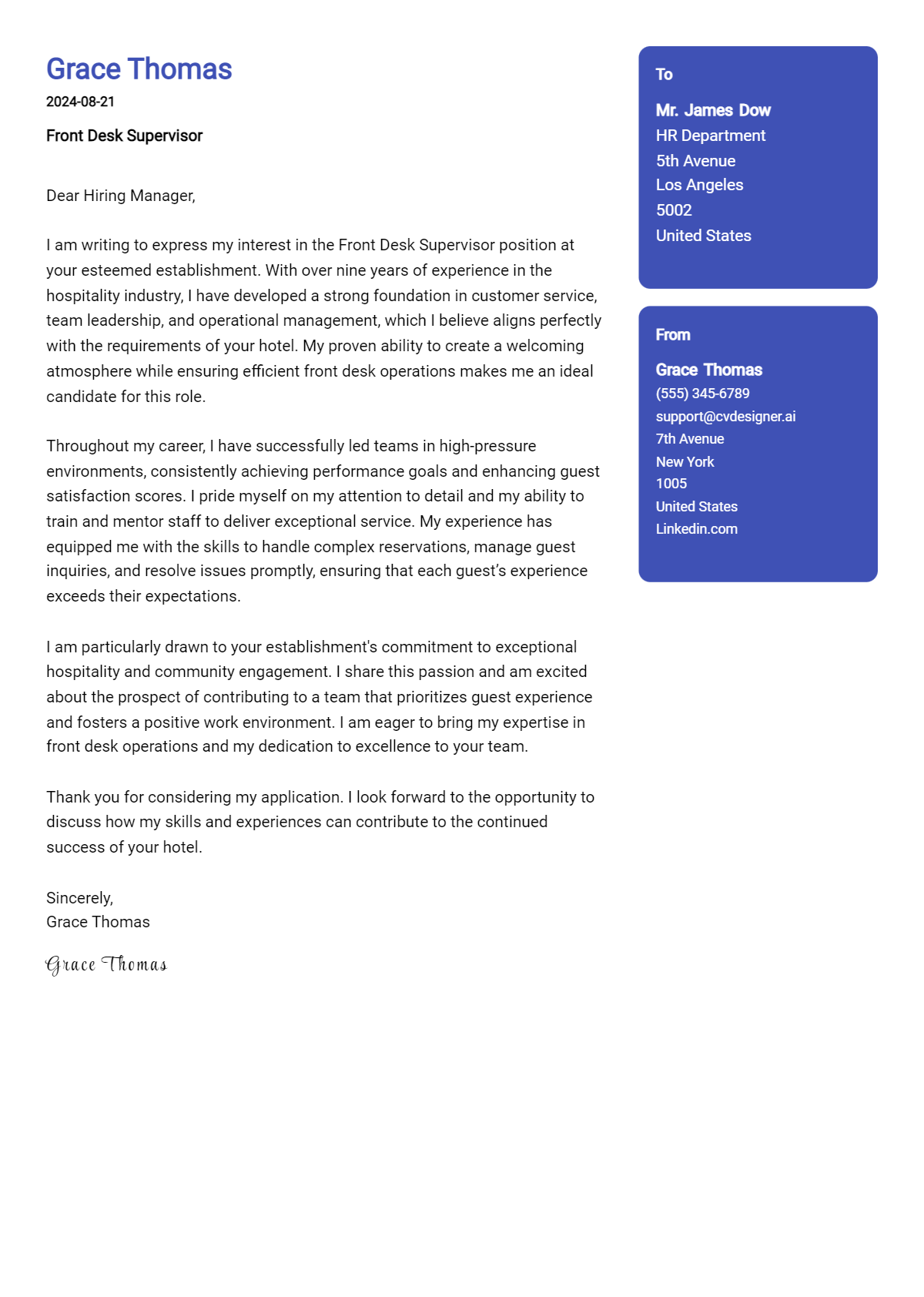 6 Front Desk Supervisor Cover Letter Example for 2026: Proven Tips Preview