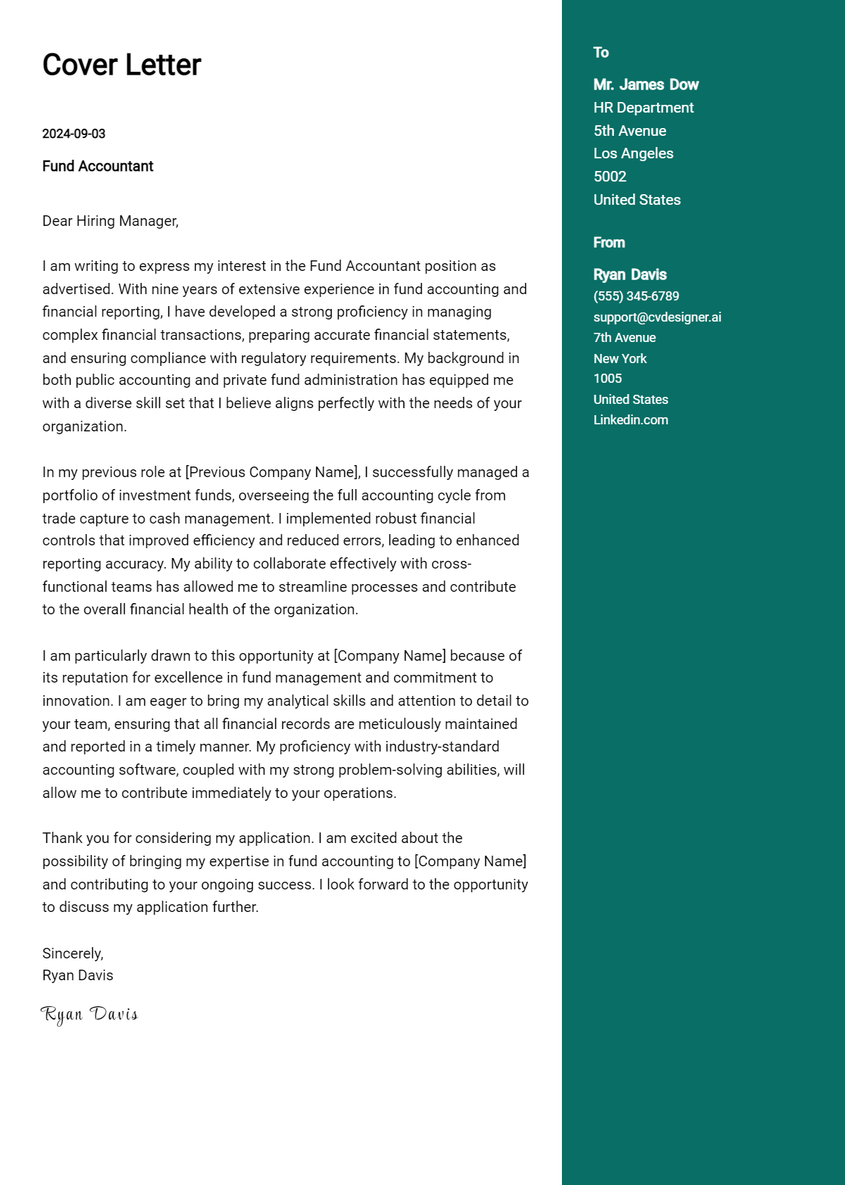 Fund Accountant Cover Letter Example for 2026 (Download Templates) Preview