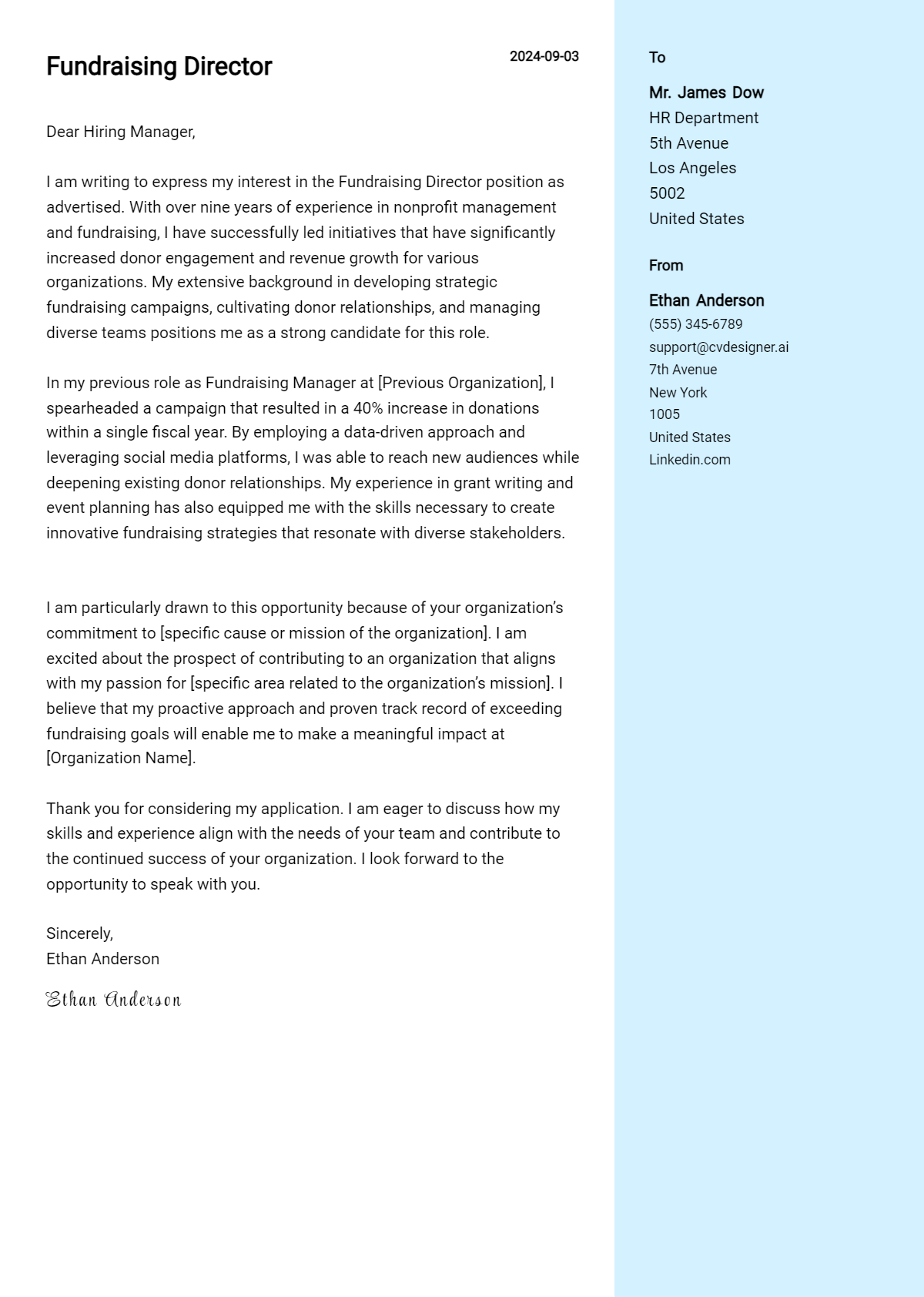 Fundraising Director Cover Letter Example for 2026: Expert Tips & Templates Preview