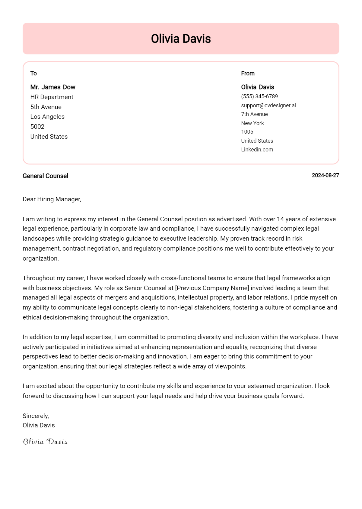 General Counsel Cover Letter Examples and Templates for 2026 Preview