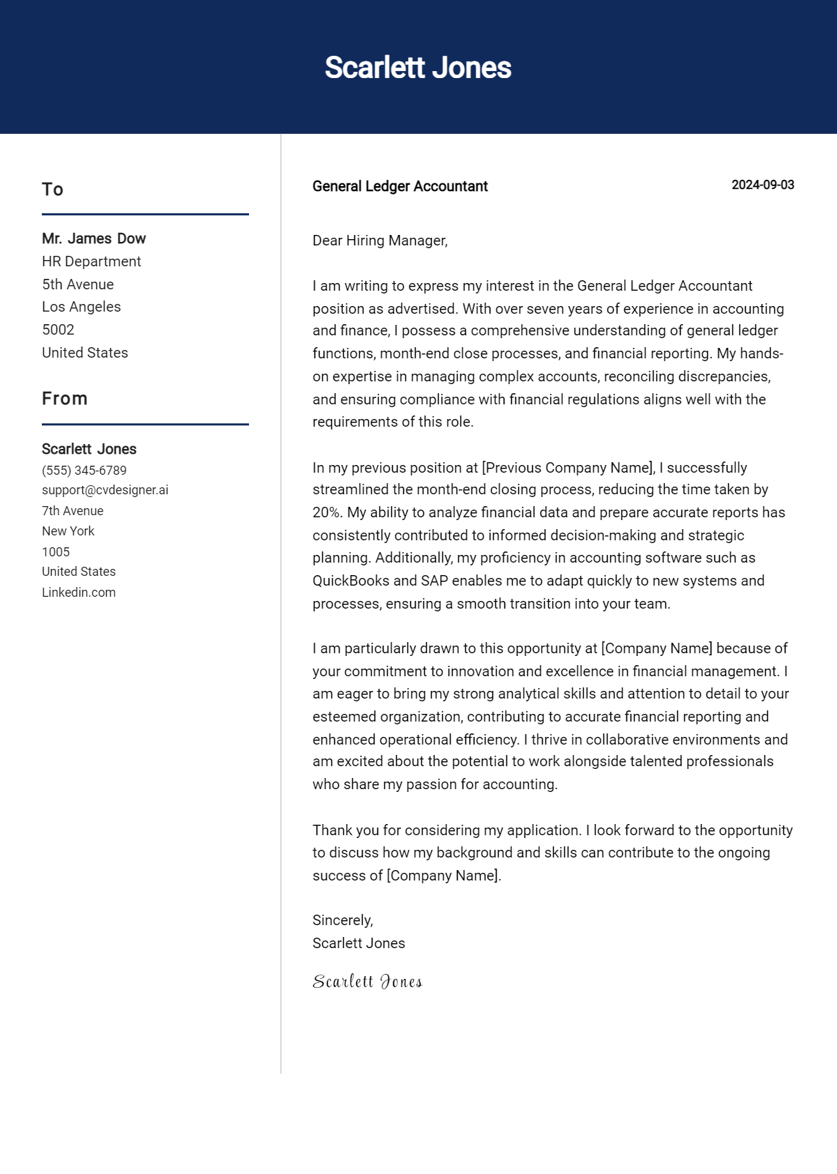 22 General Ledger Accountant Cover Letter Examples for 2026 (Complete Writing Guide) Preview