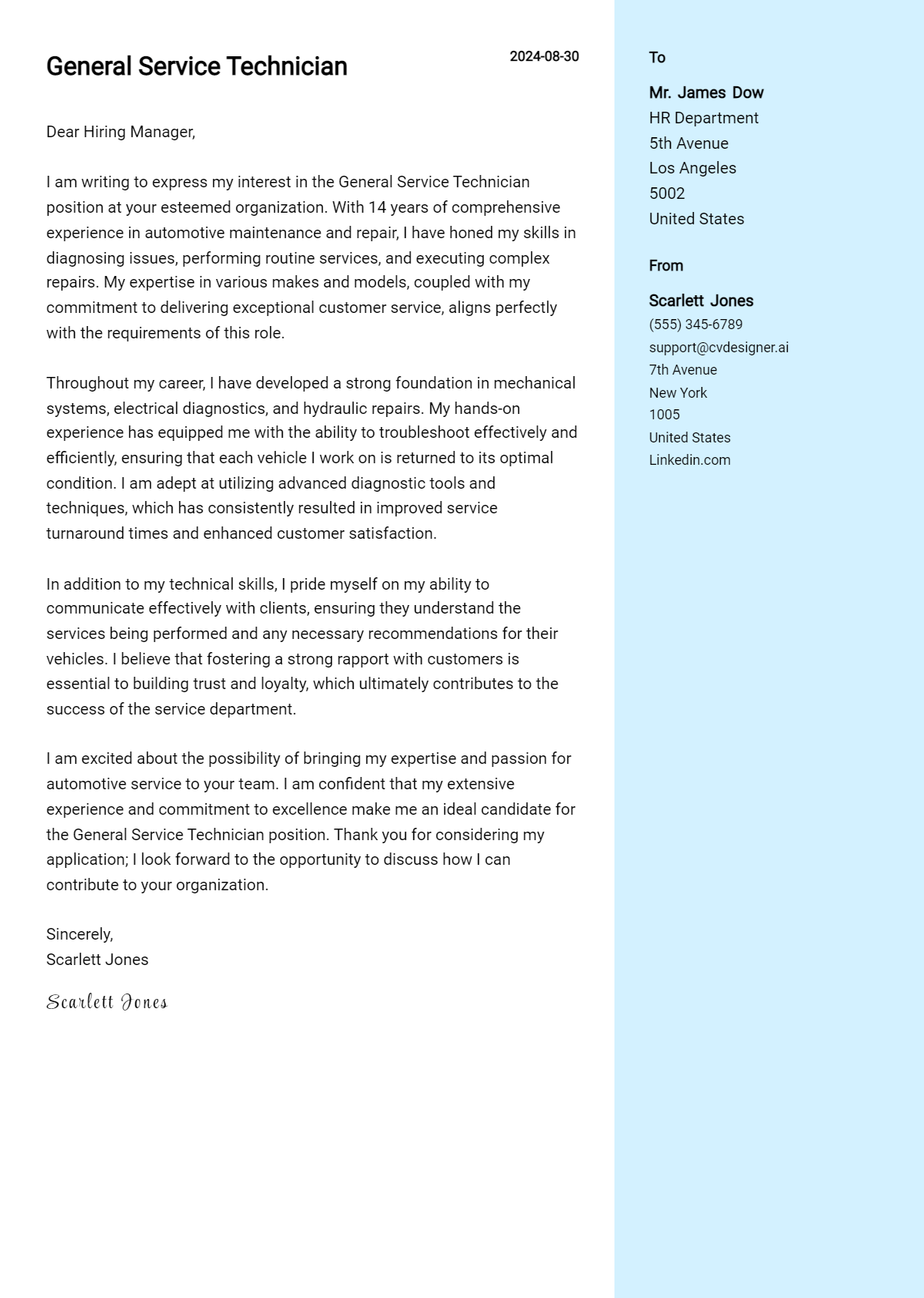 18 General Service Technician Cover Letter Examples for 2026: Expert Tips & Templates Preview