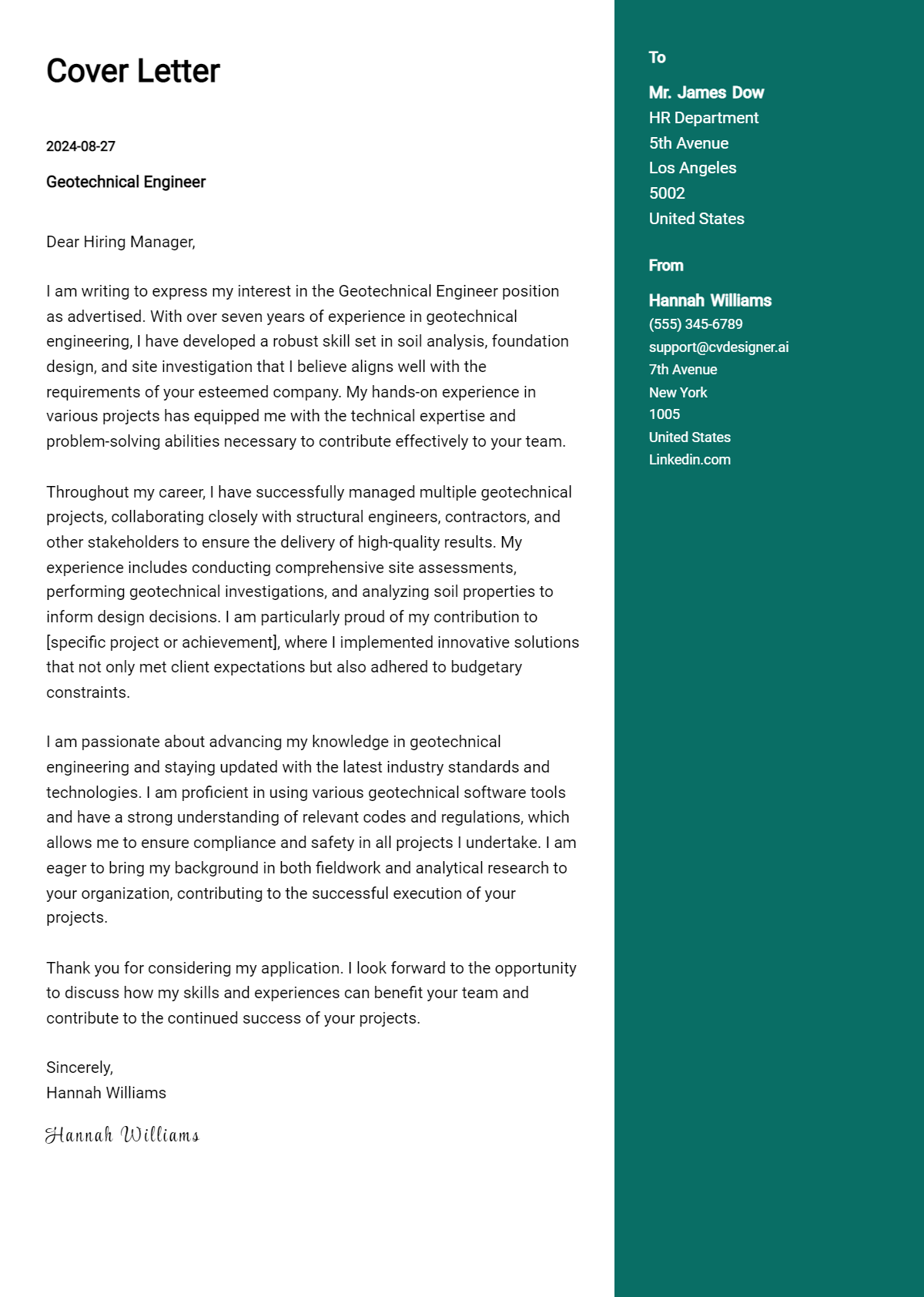 13 Geotechnical Engineer Cover Letter Samples & Examples 2026 Preview