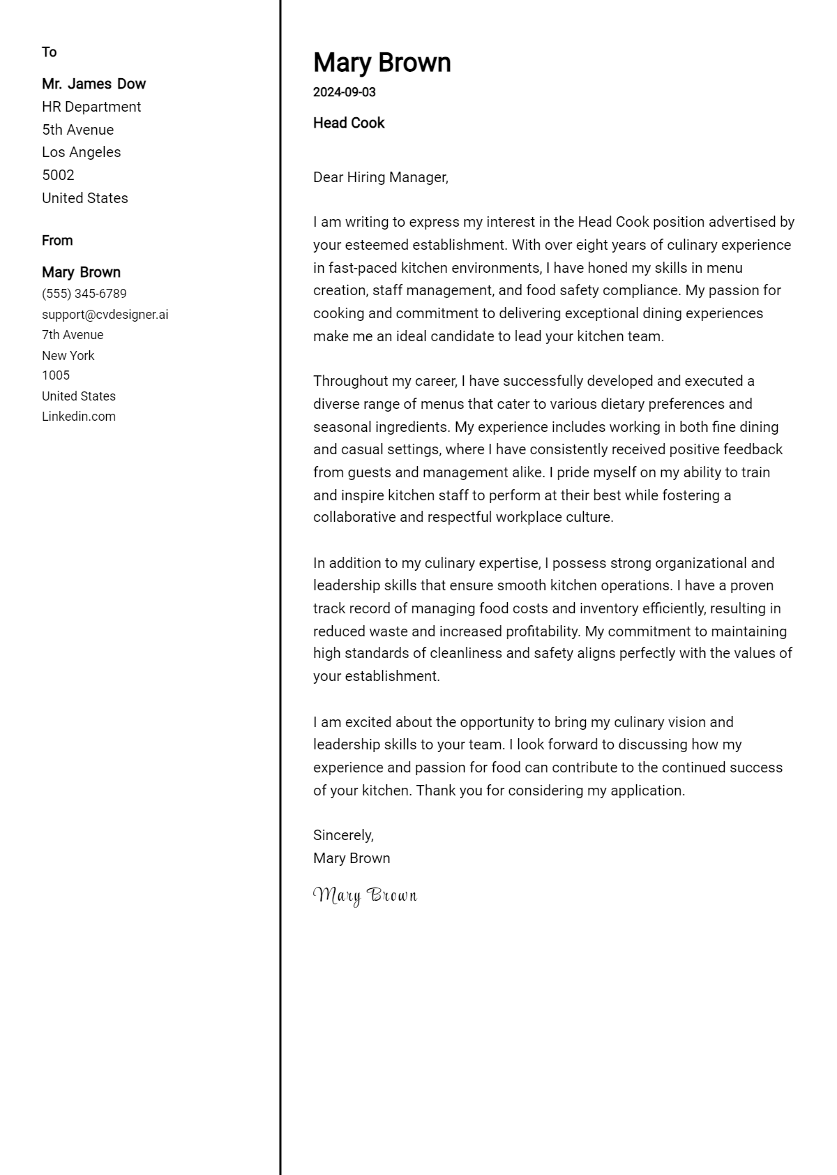 16 Head Cook Cover Letter Examples for 2026: Proven Tips Preview