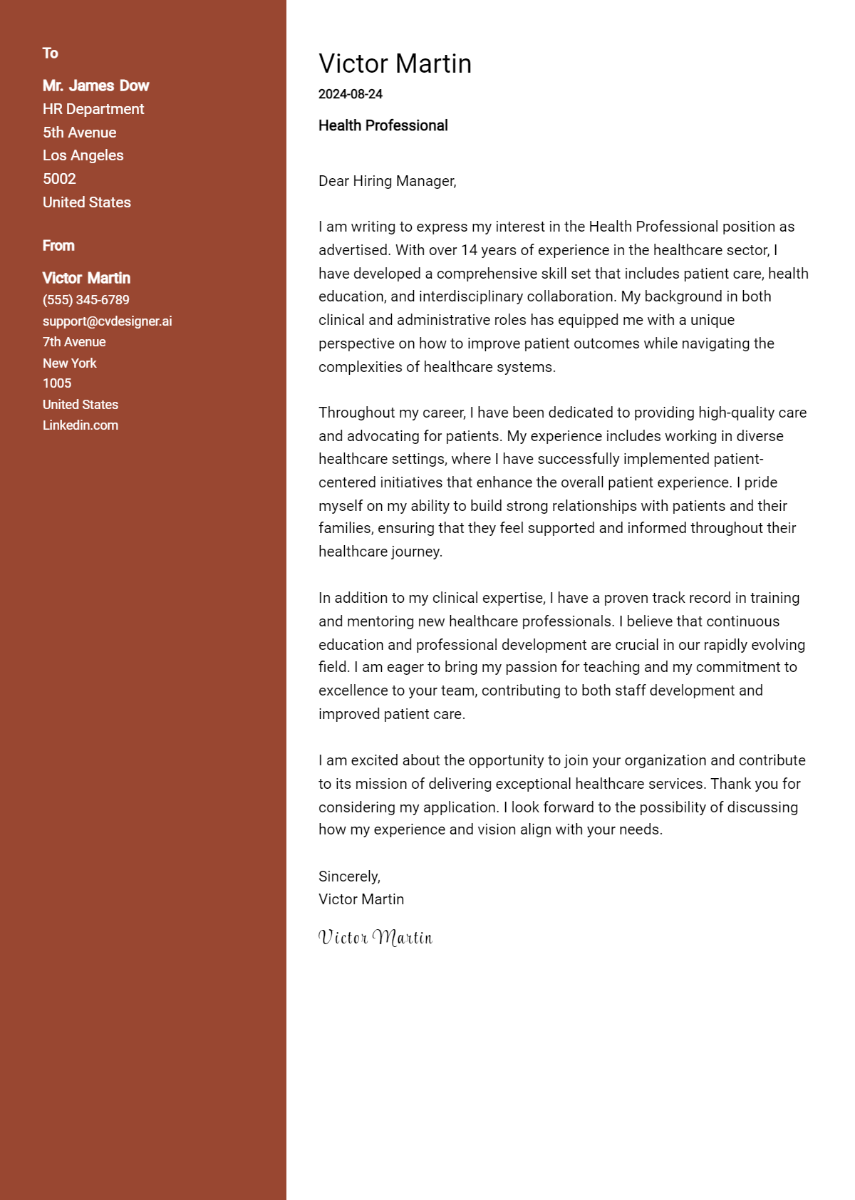 Health Professional Cover Letter Example for 2026: Proven Tips Preview