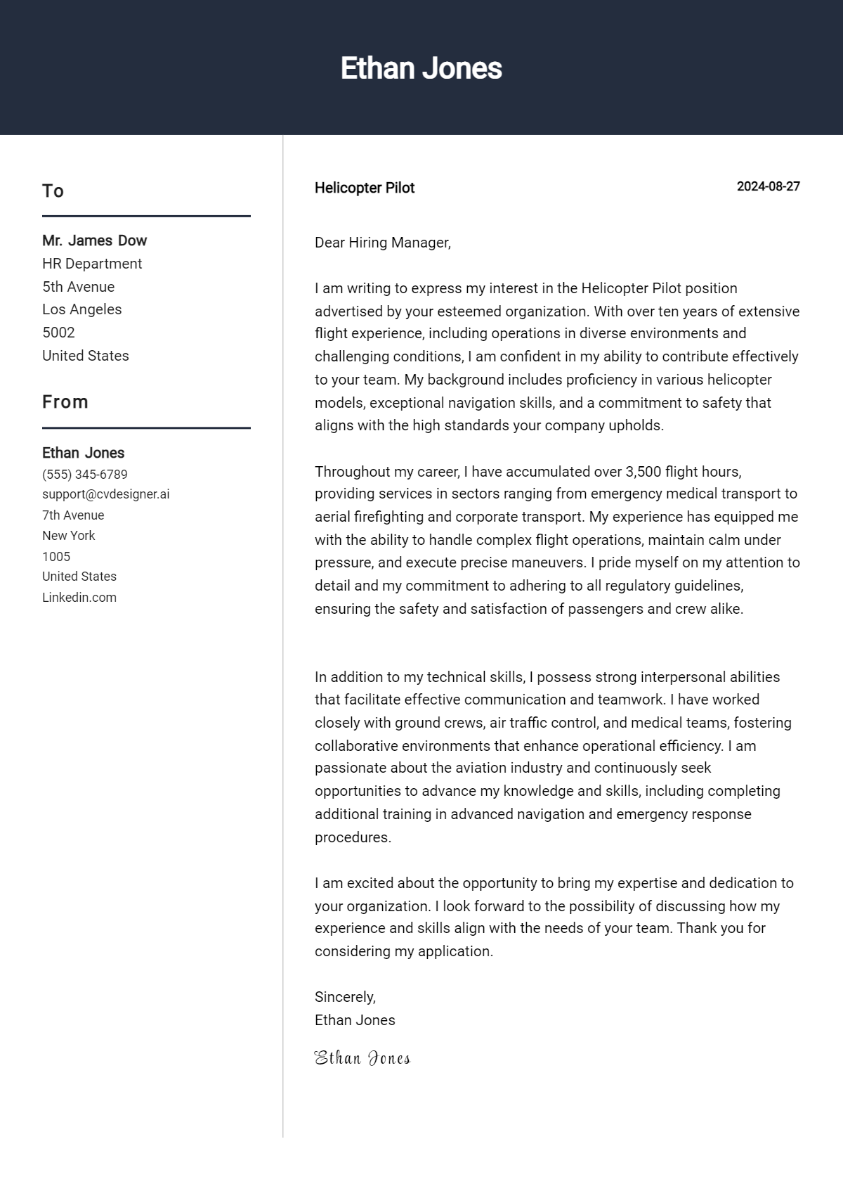 Helicopter Pilot Cover Letter Example for 2026: Ultimate Guide Preview