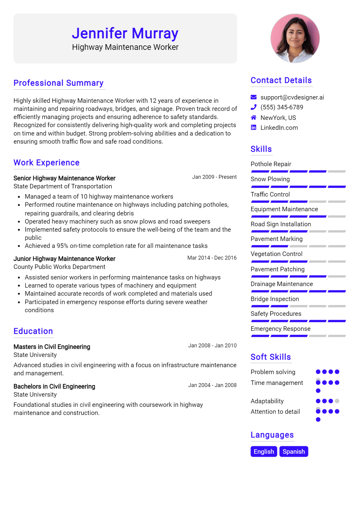 Highway Maintenance Worker Resume Example for 2026: Proven Tips & Templates Preview