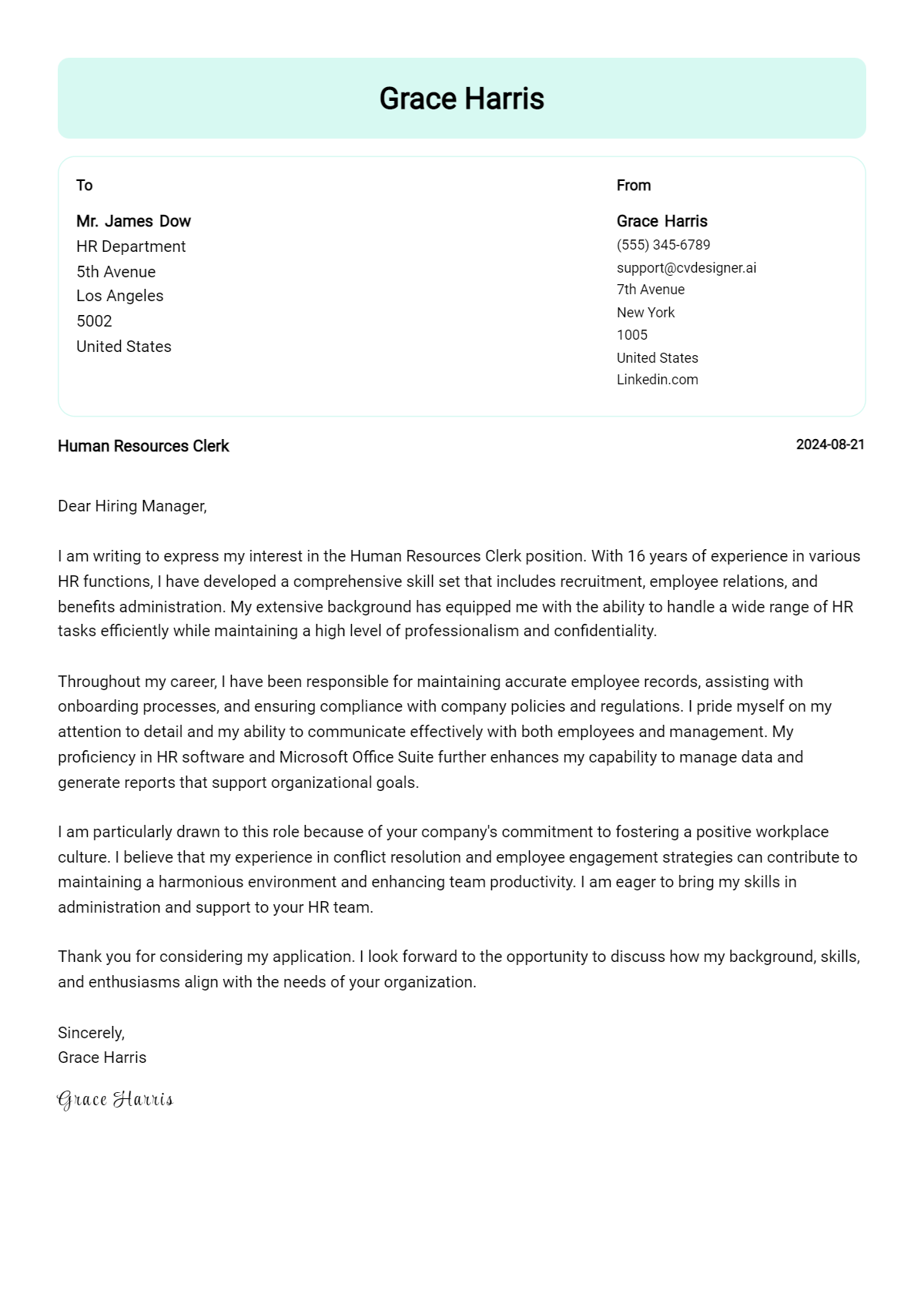 Human Resources Clerk Cover Letter Example for 2026: Expert Tips & Templates Preview