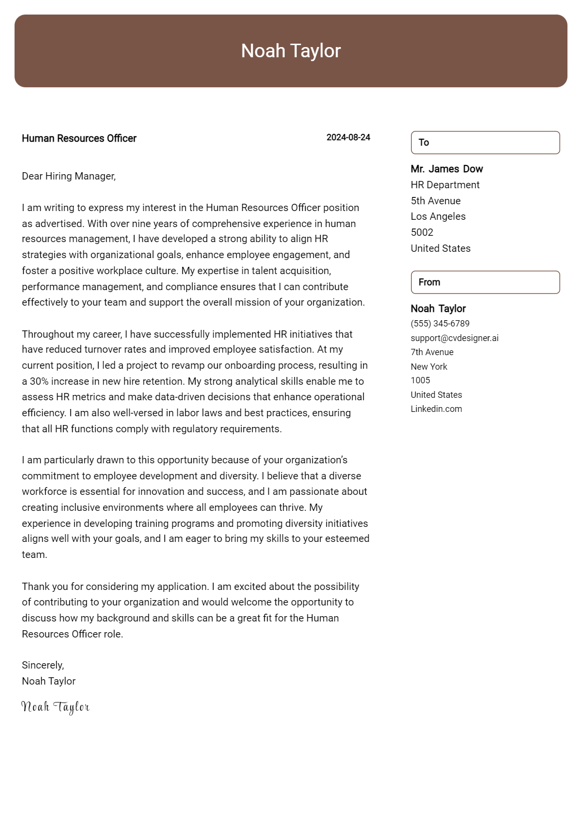 Human Resources Officer Cover Letter Example for 2026: Ultimate Guide Preview