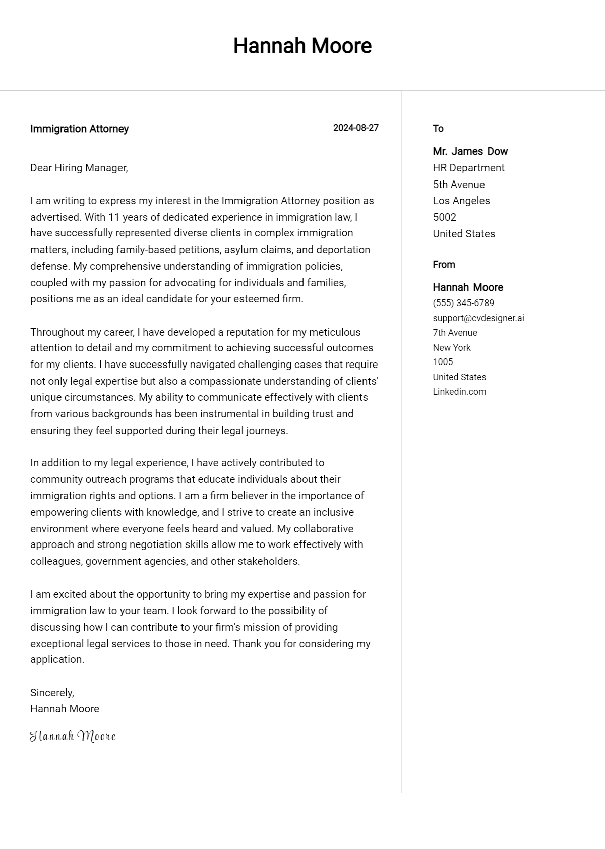 Immigration Attorney Cover Letter Examples & Samples for 2026 Preview