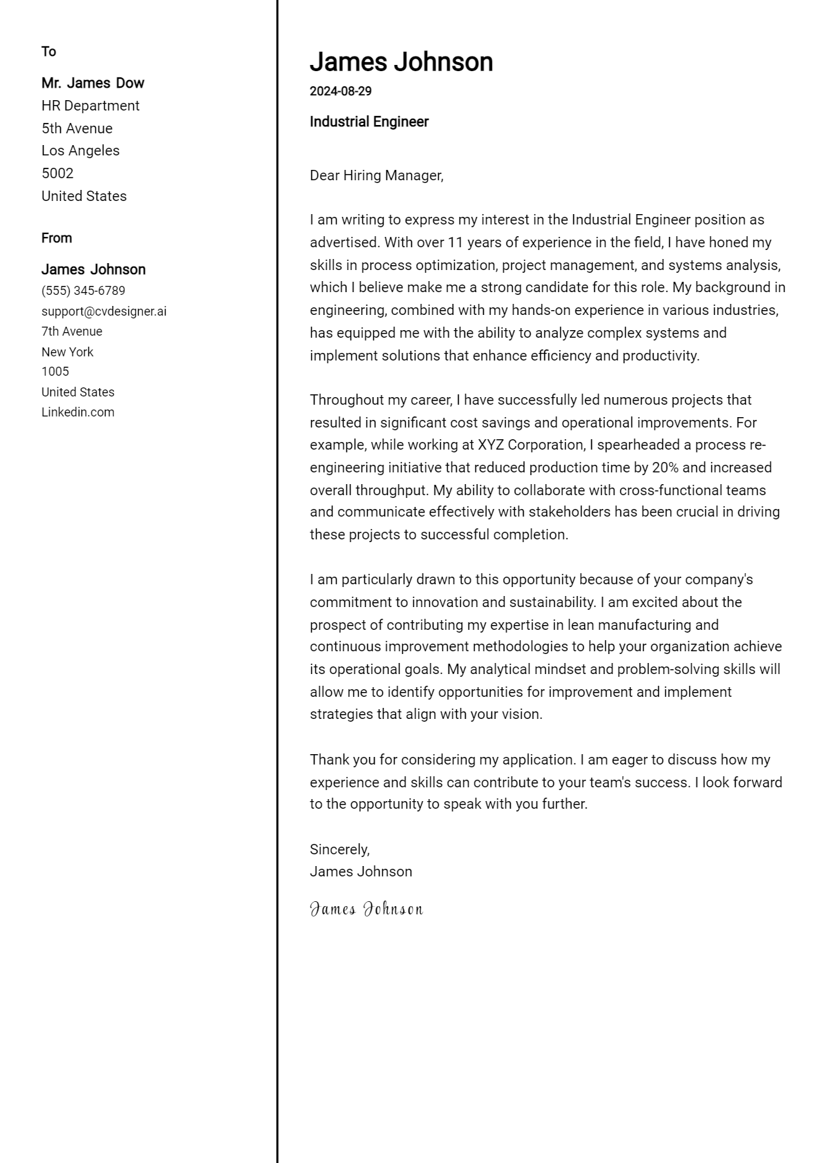 29 Industrial Engineer Cover Letter Examples for 2026: Top CV Skills Preview