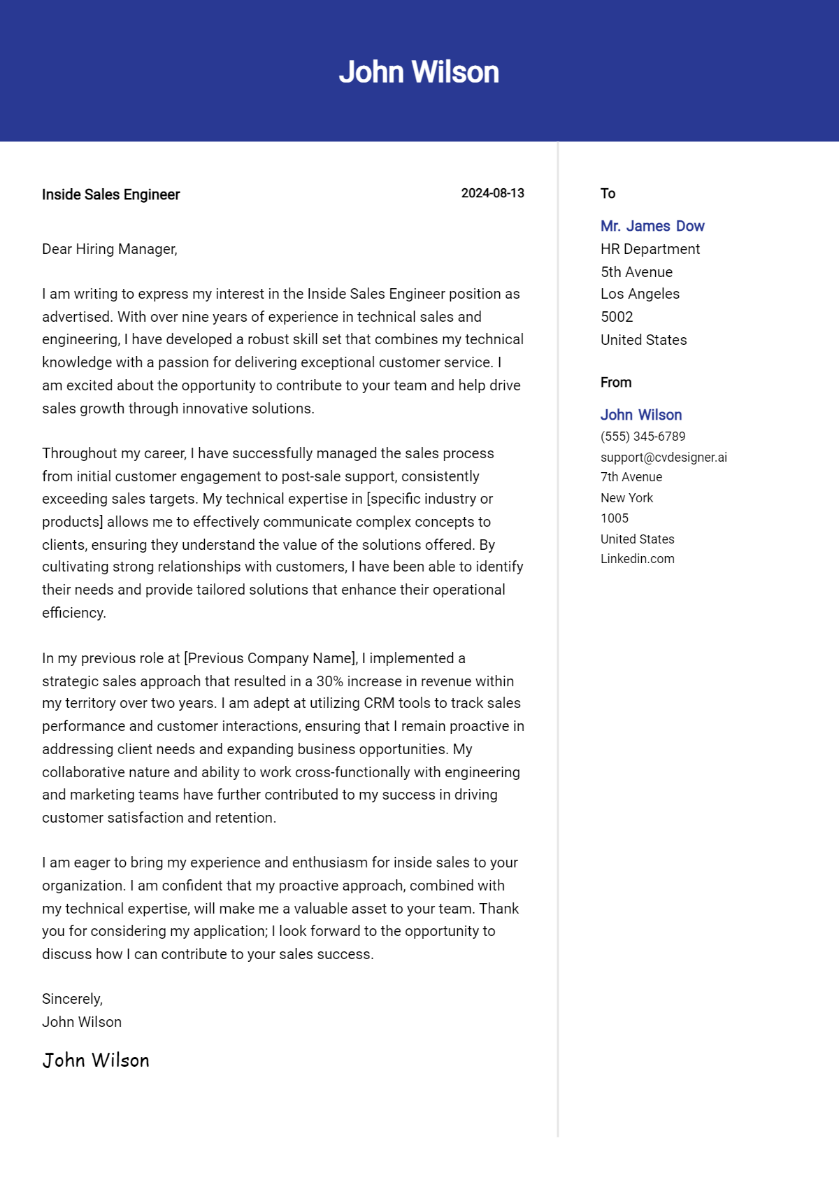 Inside Sales Engineer Cover Letter Example for 2026: Expert Tips & Templates Preview