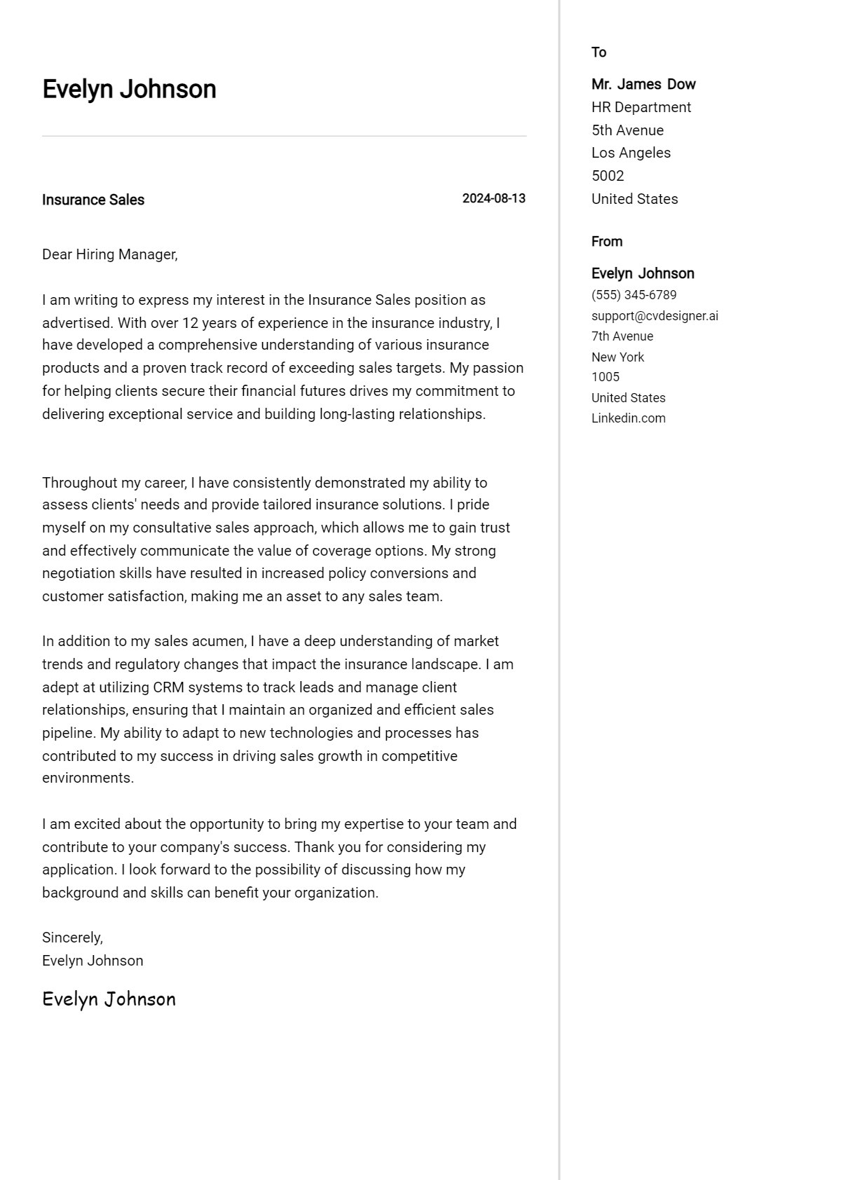 15 Insurance Sales Cover Letter Examples & Samples for 2026 Preview