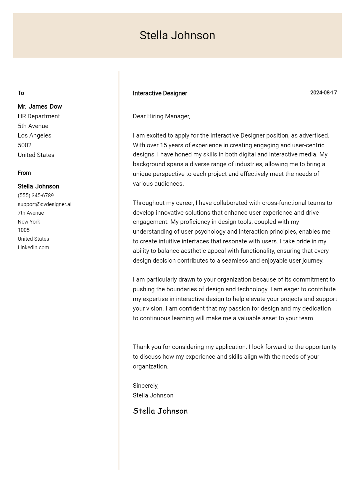 Interactive Designer Cover Letter Examples and Templates for 2026 Preview