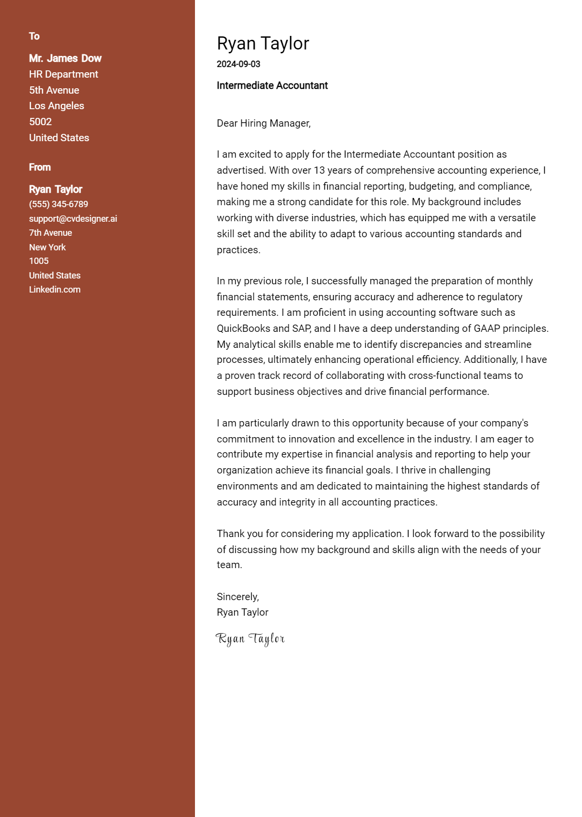 Intermediate Accountant Cover Letter Example for 2026: Ultimate Guide Preview