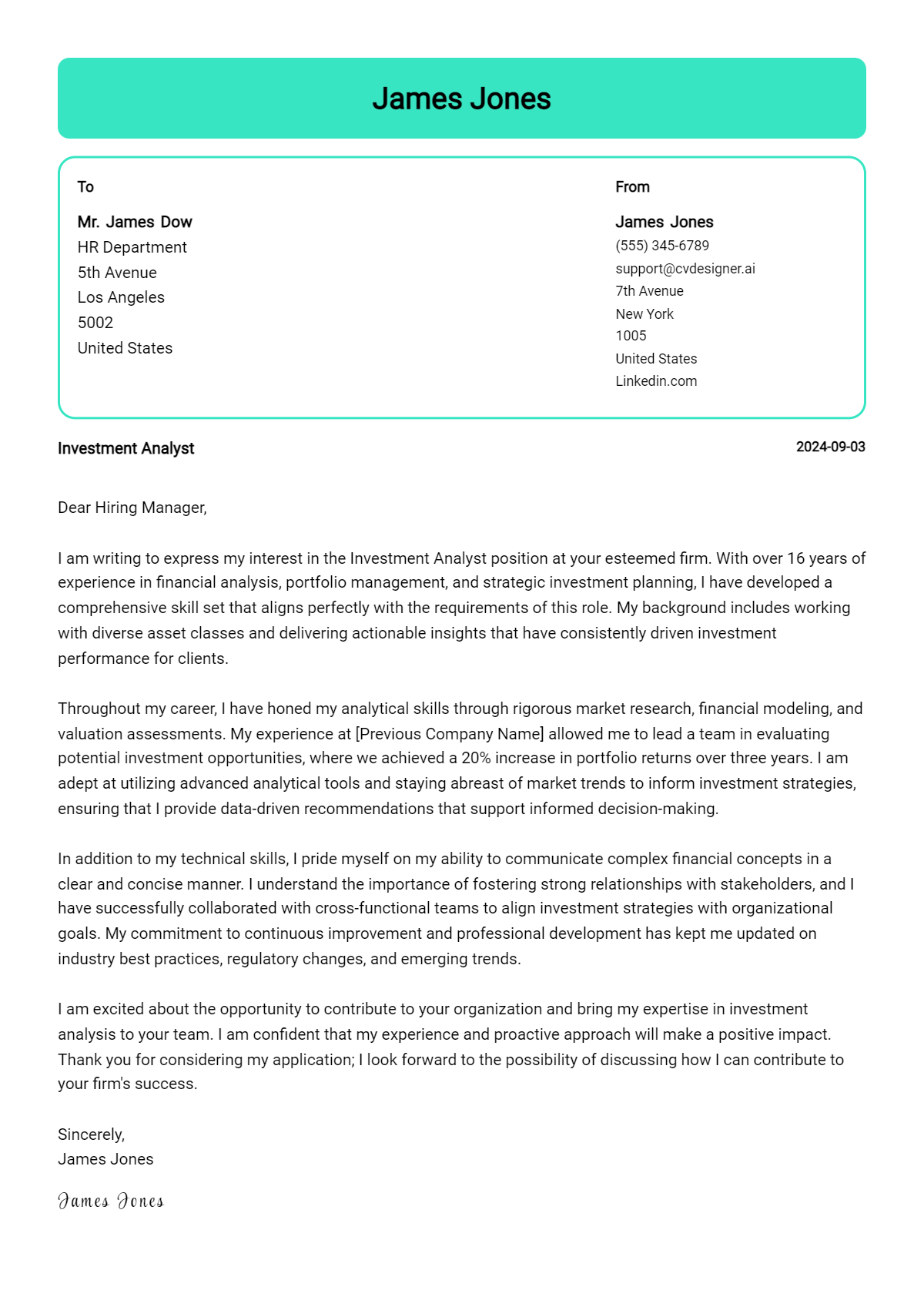Investment Analyst Cover Letter Examples with Writing Tips for 2026 Preview