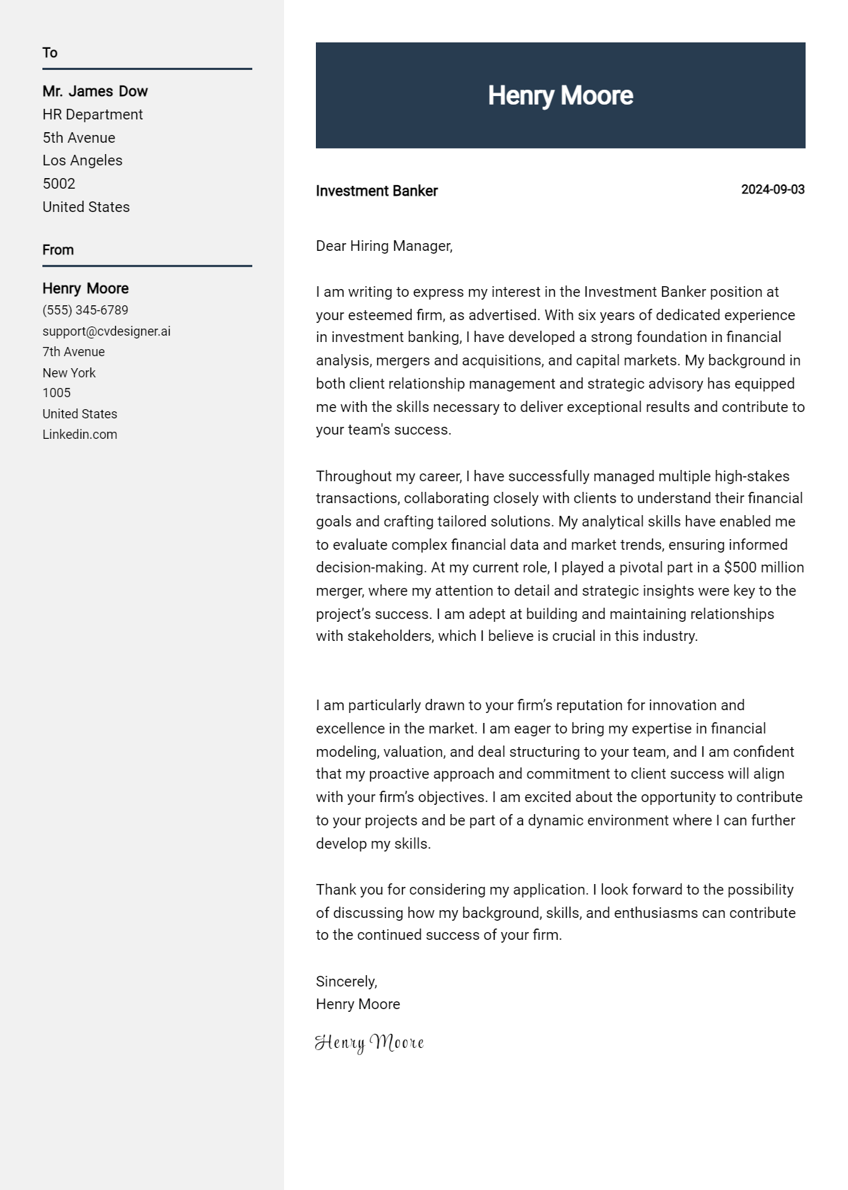 18 Investment Banker Cover Letter Examples & Samples for 2026 Preview