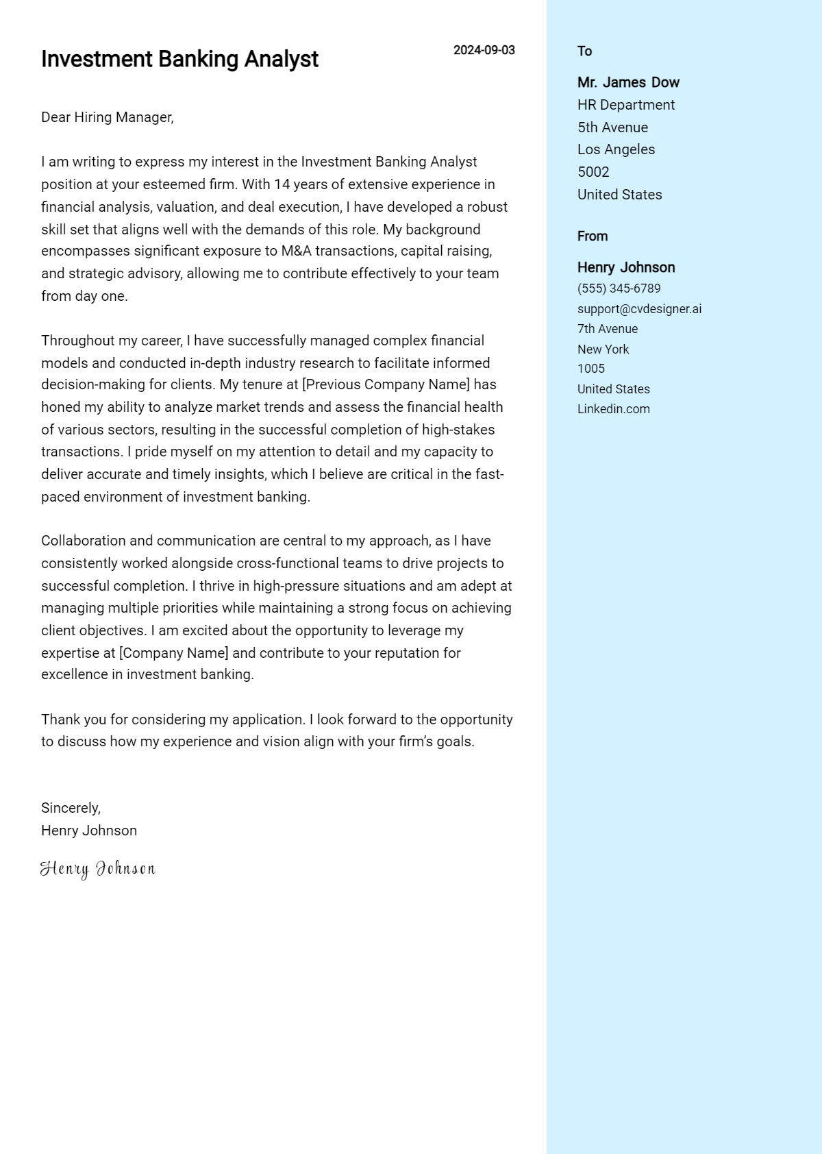 19 Investment Banking Analyst Cover Letter Examples for 2026 (Download Templates) Preview