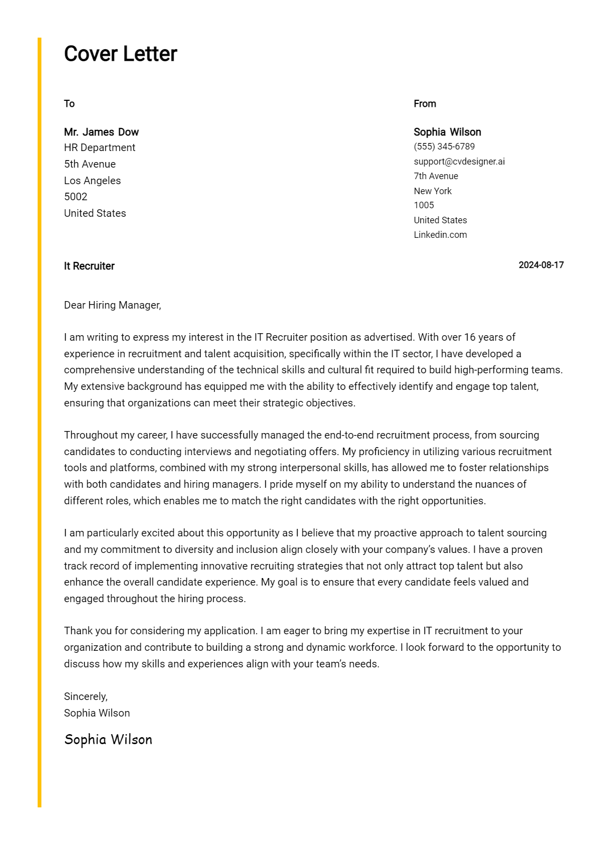 IT Recruiter Cover Letter Example for 2026: Expert Tips & Templates Preview