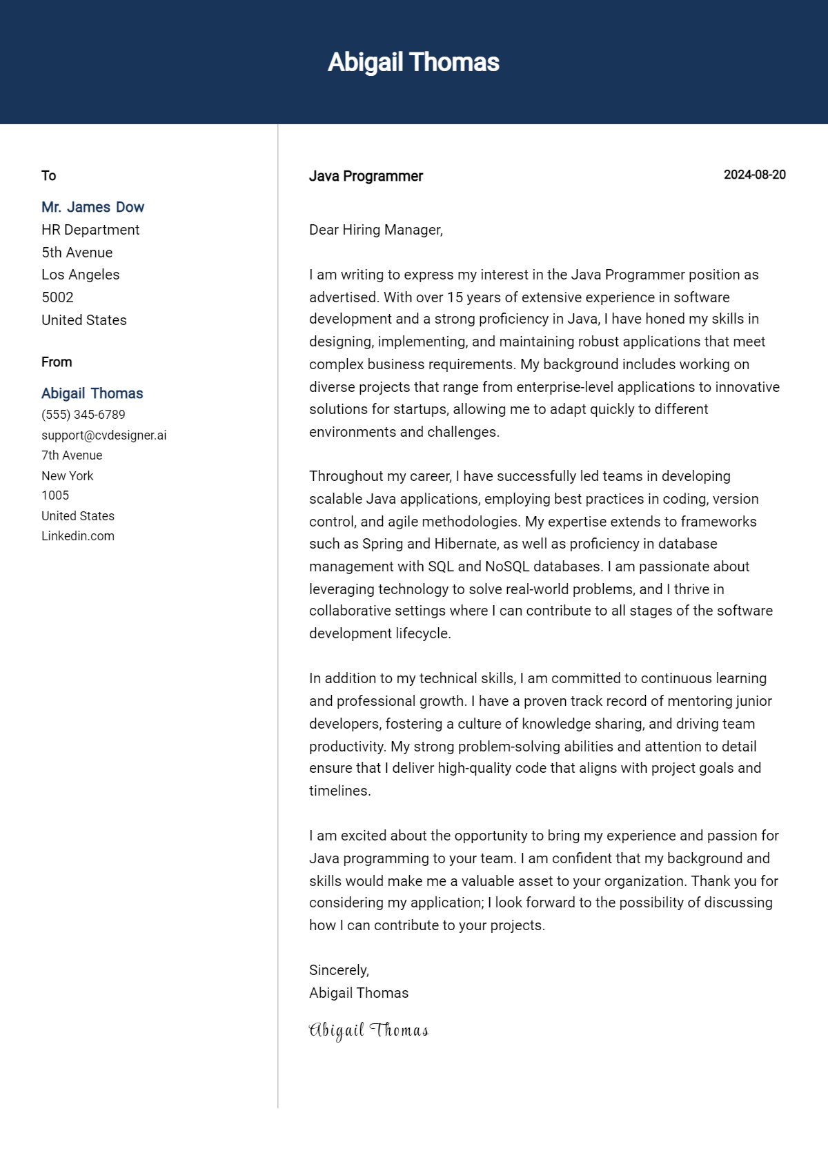 7 Java Programmer Cover Letter Examples for 2026: Tips & Templates Preview