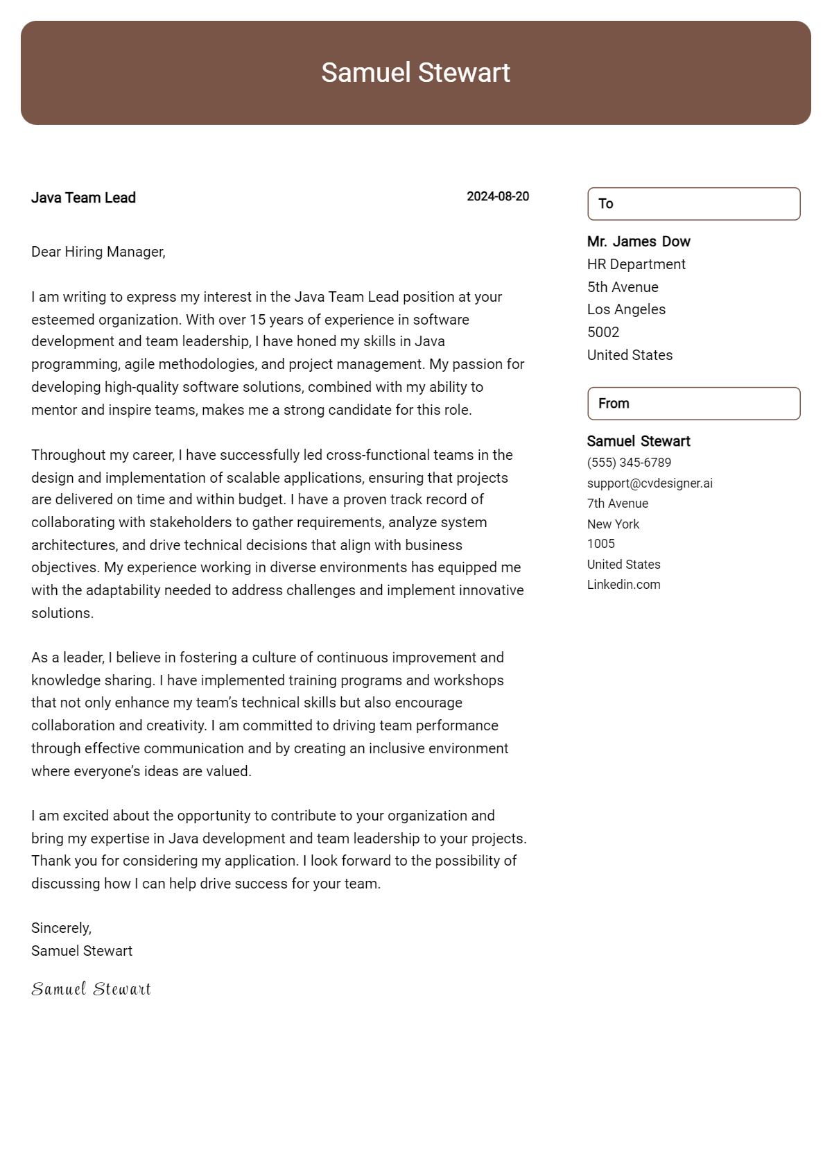 Java Team Lead Cover Letter Example for 2026: Ultimate Guide Preview