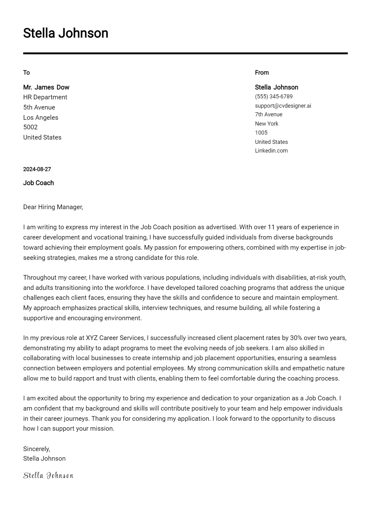 Job Coach Cover Letter Example for 2026 (Download Templates) Preview