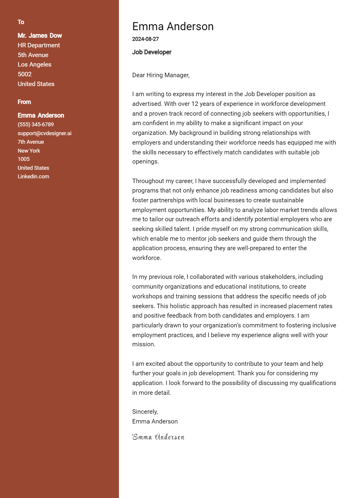 Job Developer Cover Letter Examples & Samples for 2026 Preview