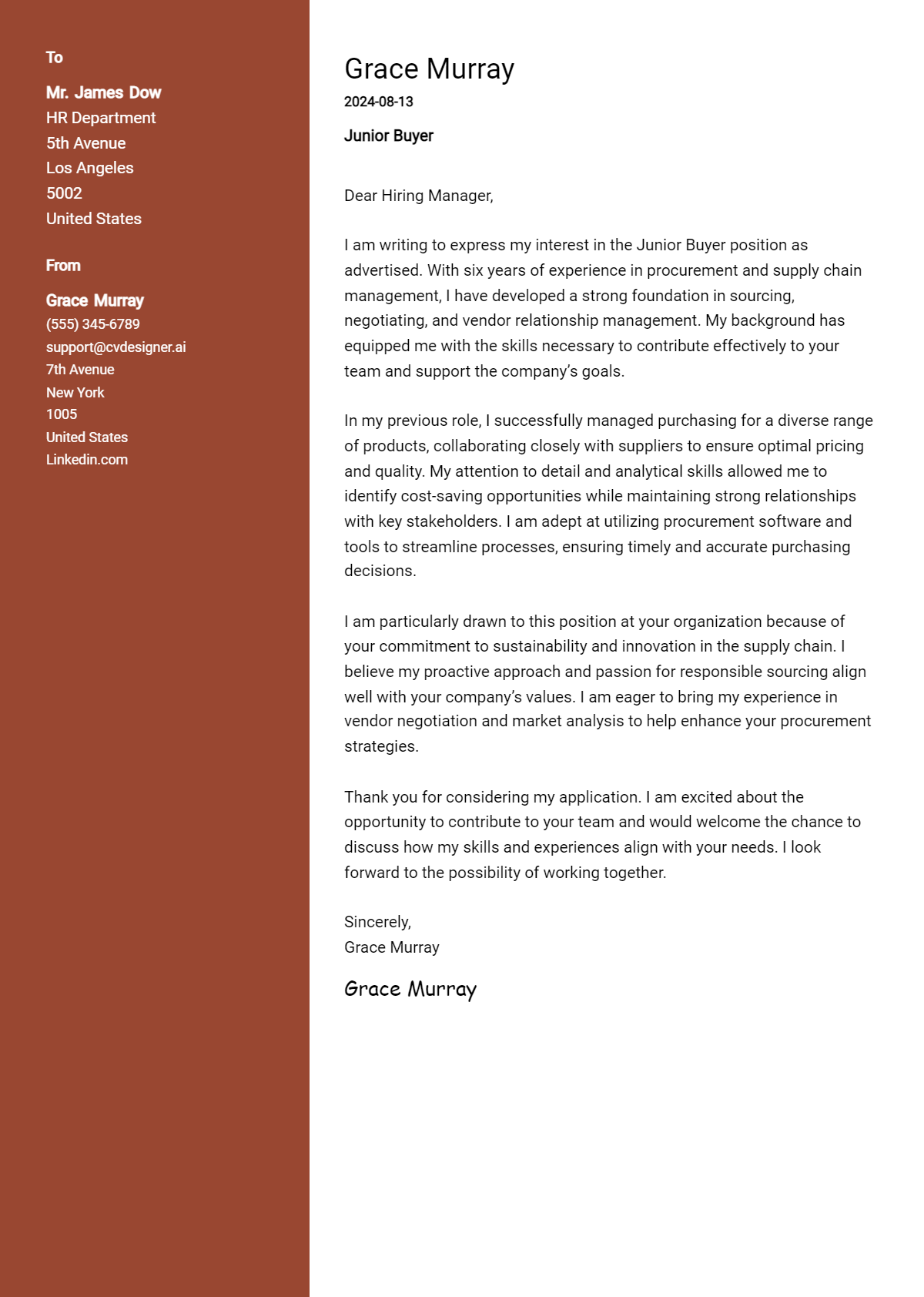Junior Buyer Cover Letter Example for 2026 (Complete Writing Guide) Preview