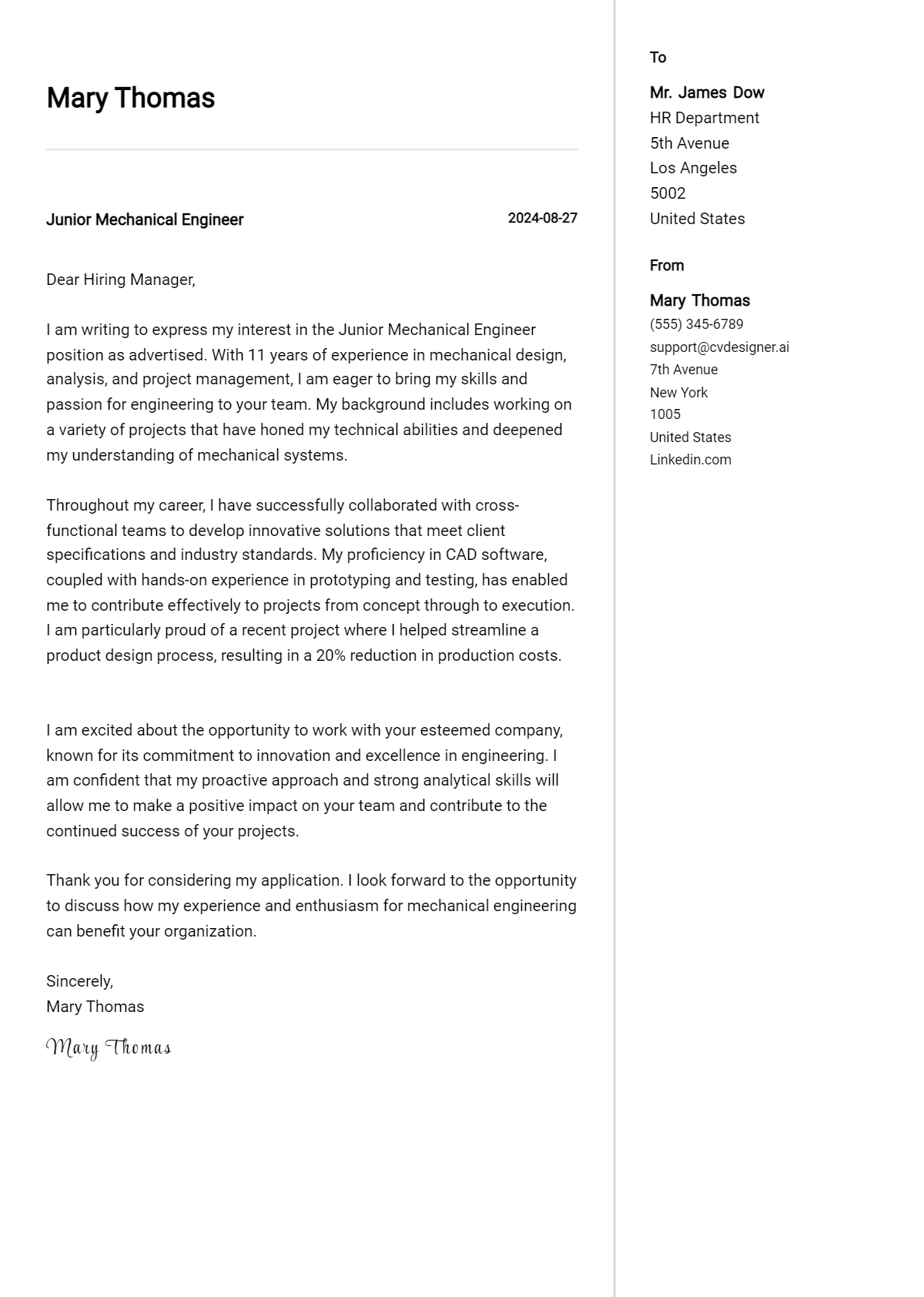 9 Junior Mechanical Engineer Cover Letter Examples for 2026: Proven Tips Preview