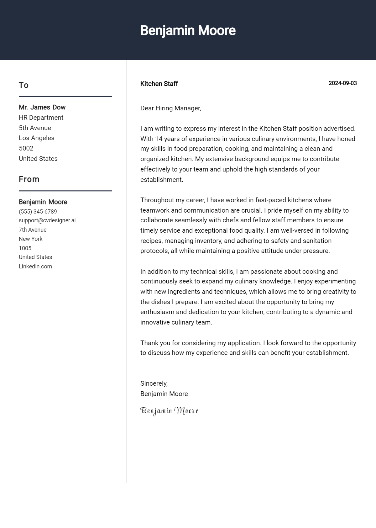Kitchen Staff Cover Letter Example for 2026: Proven Tips Preview