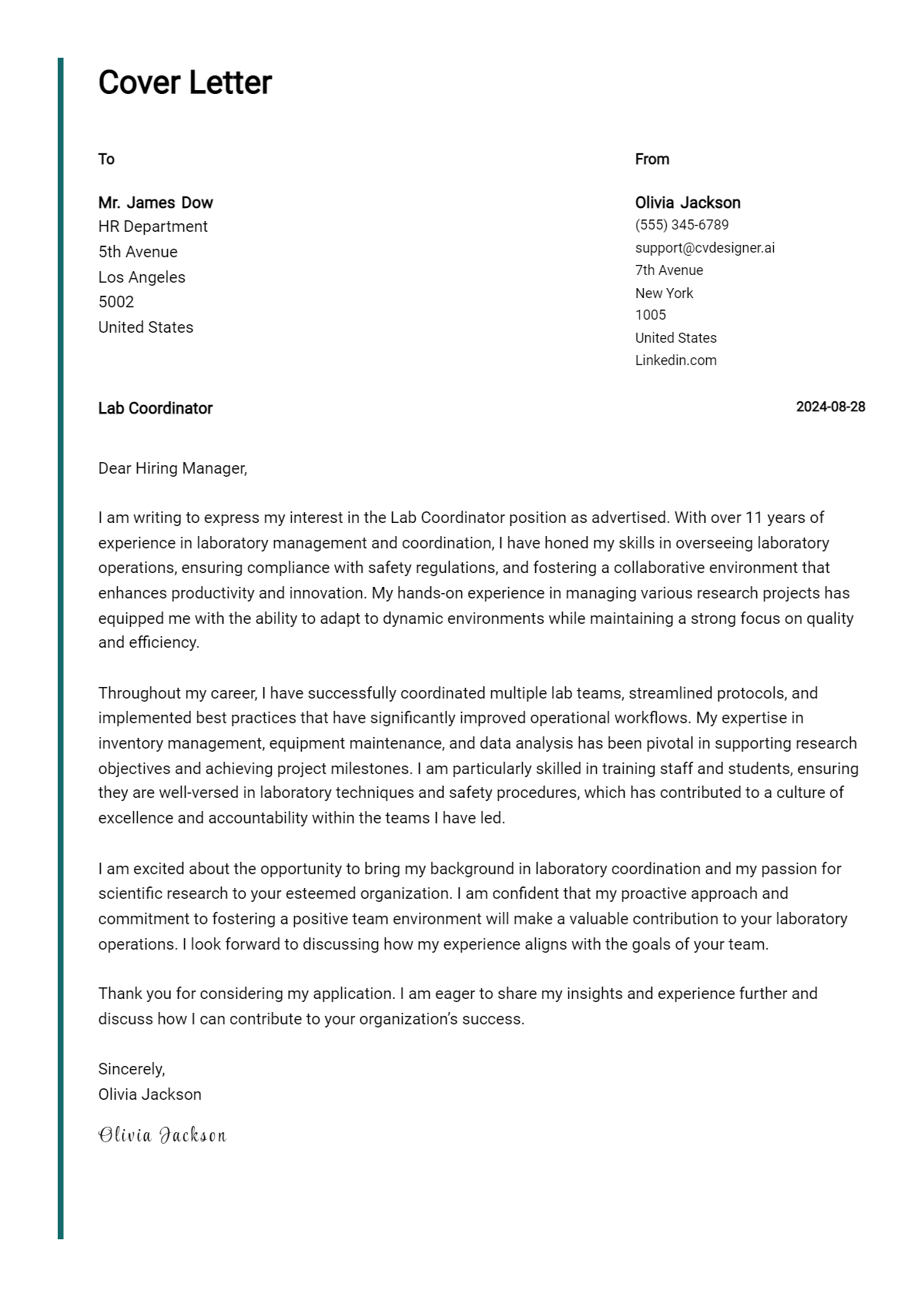 Lab Coordinator Cover Letter Example for 2026: Expert Tips & Templates Preview