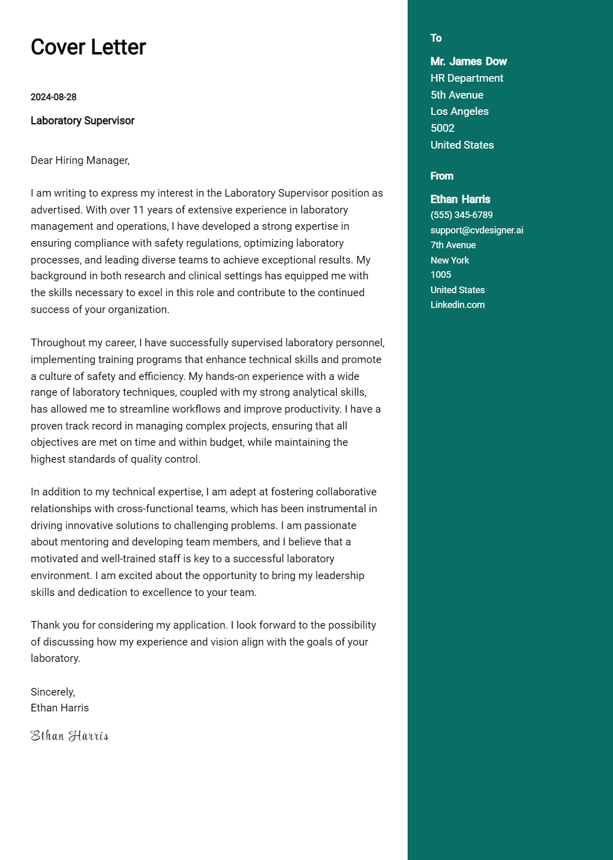 Laboratory Supervisor Cover Letter Example for 2026: Ultimate Guide Preview