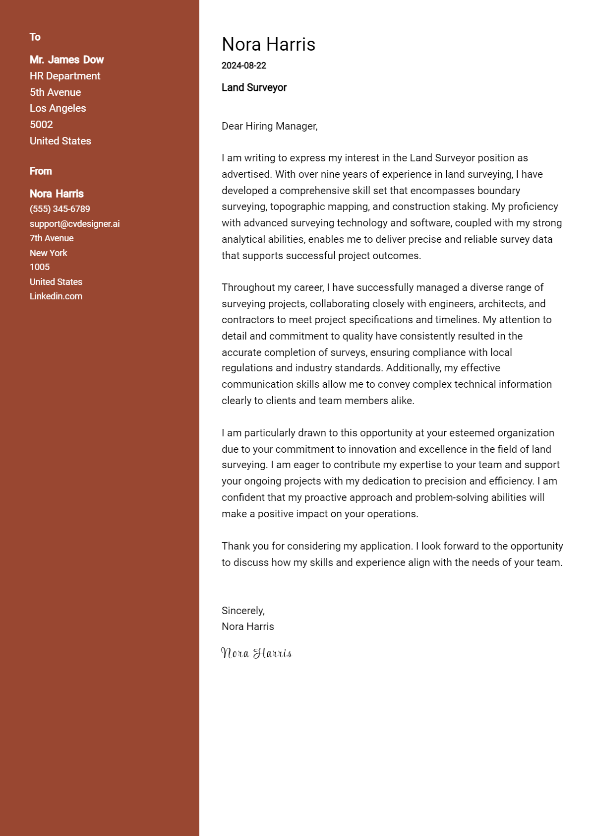 Land Surveyor Cover Letter Example for 2026: Expert Tips & Templates Preview