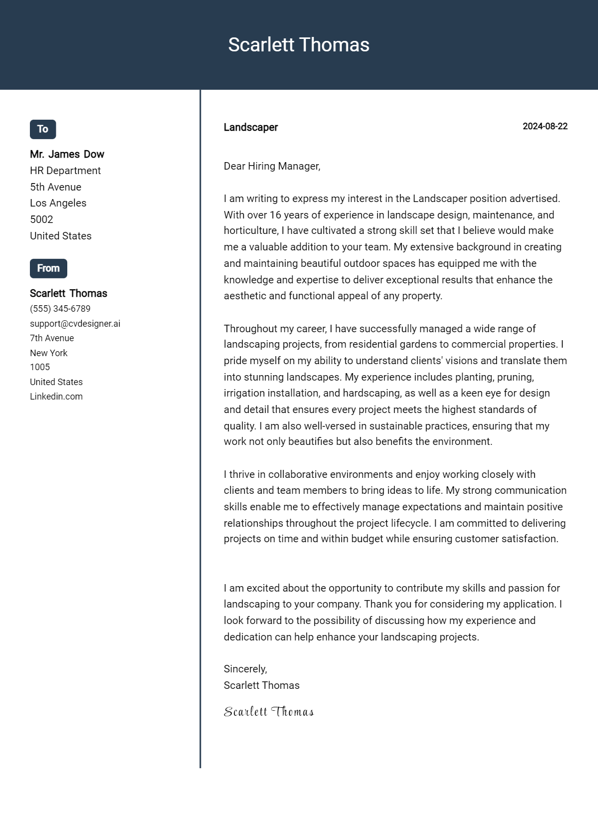Landscaper Cover Letter Examples with Writing Tips for 2026 Preview