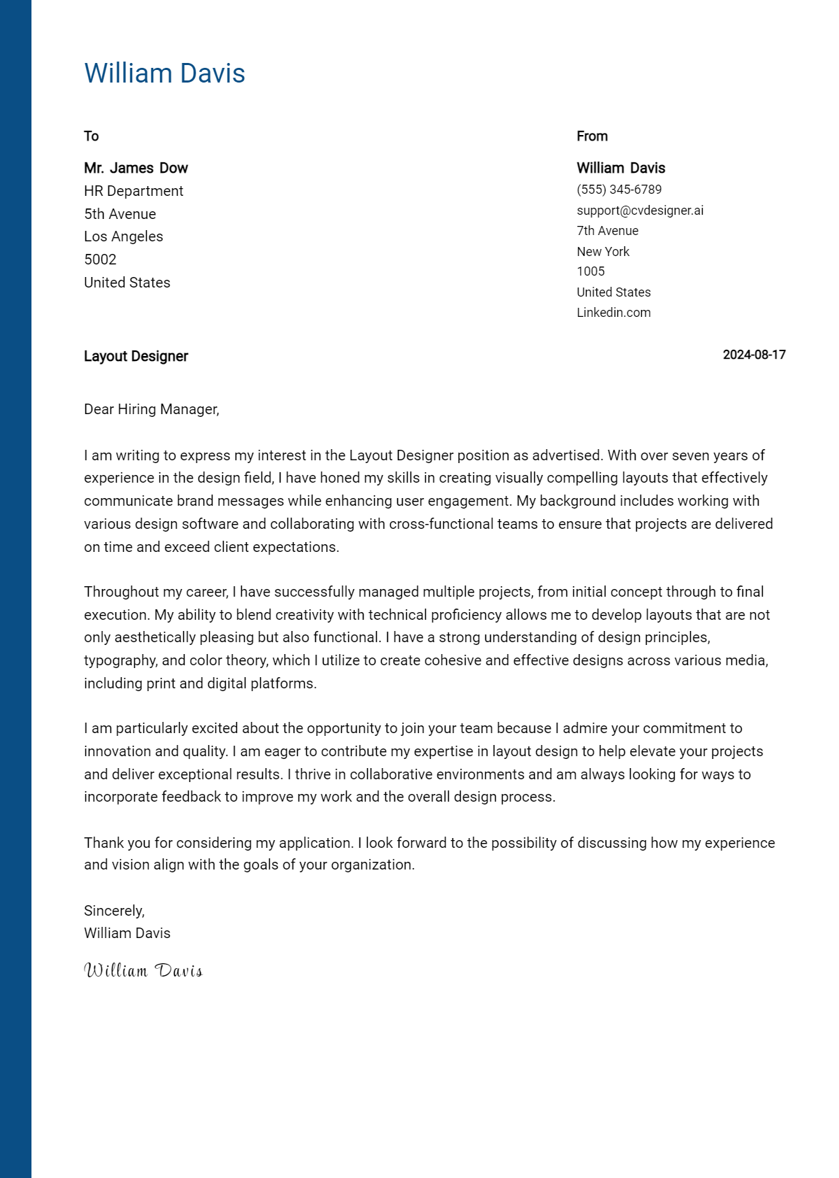 10 Layout Designer Cover Letter Examples with Writing Tips for 2026 Preview