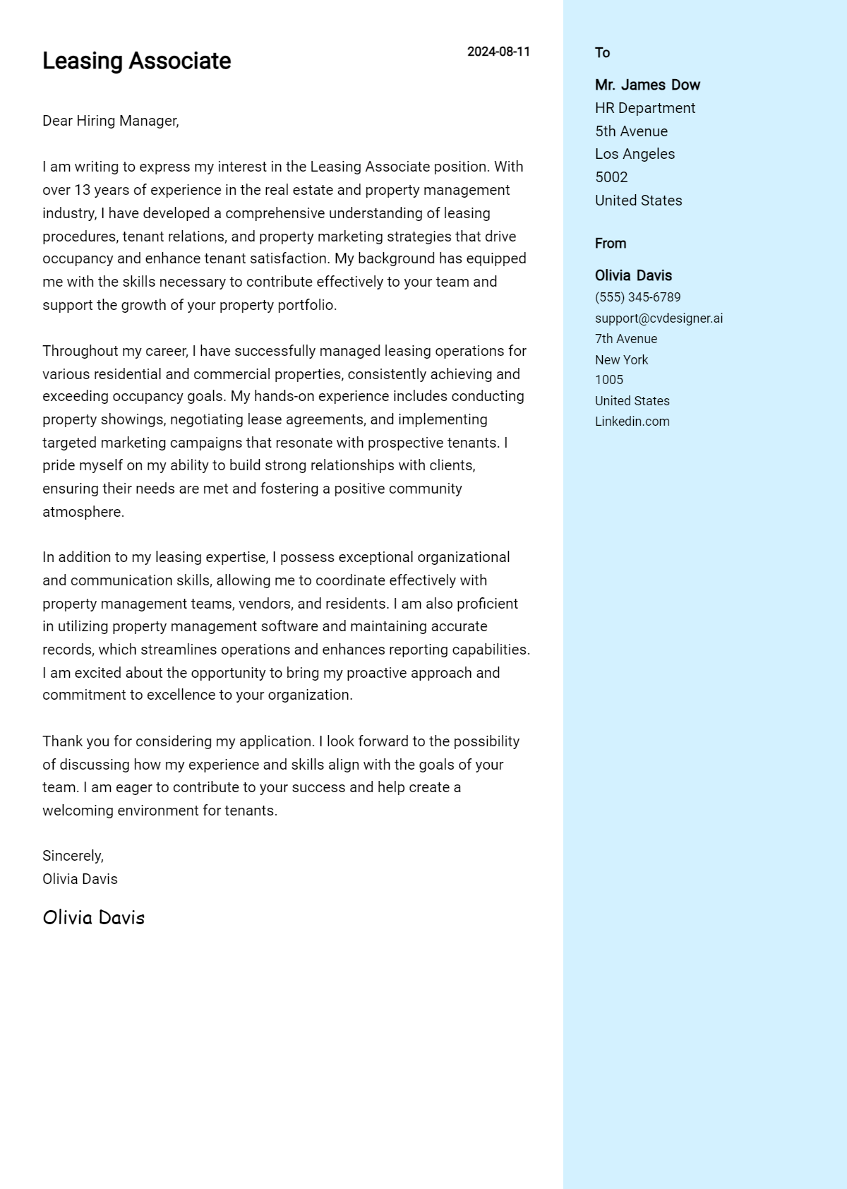 Leasing Associate Cover Letter Examples and Templates for 2026 Preview