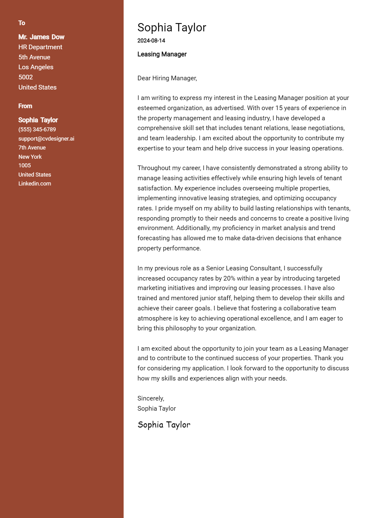 Leasing Manager Cover Letter Example for 2026: Free Templates Preview