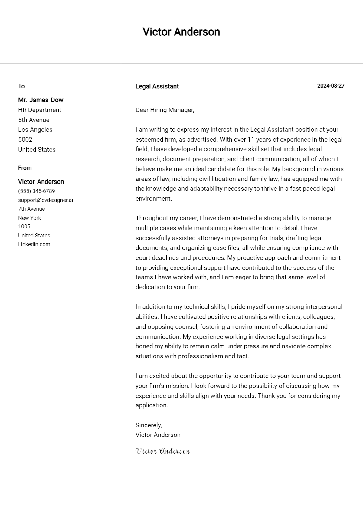 12 Legal Assistant Cover Letter Examples & Samples for 2026 Preview