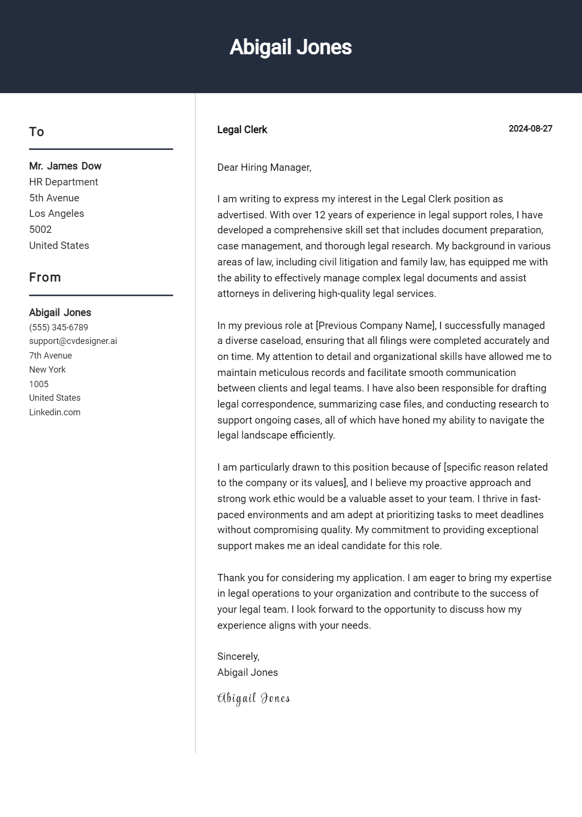12 Legal Clerk Cover Letter Examples for 2026: Free Templates Preview