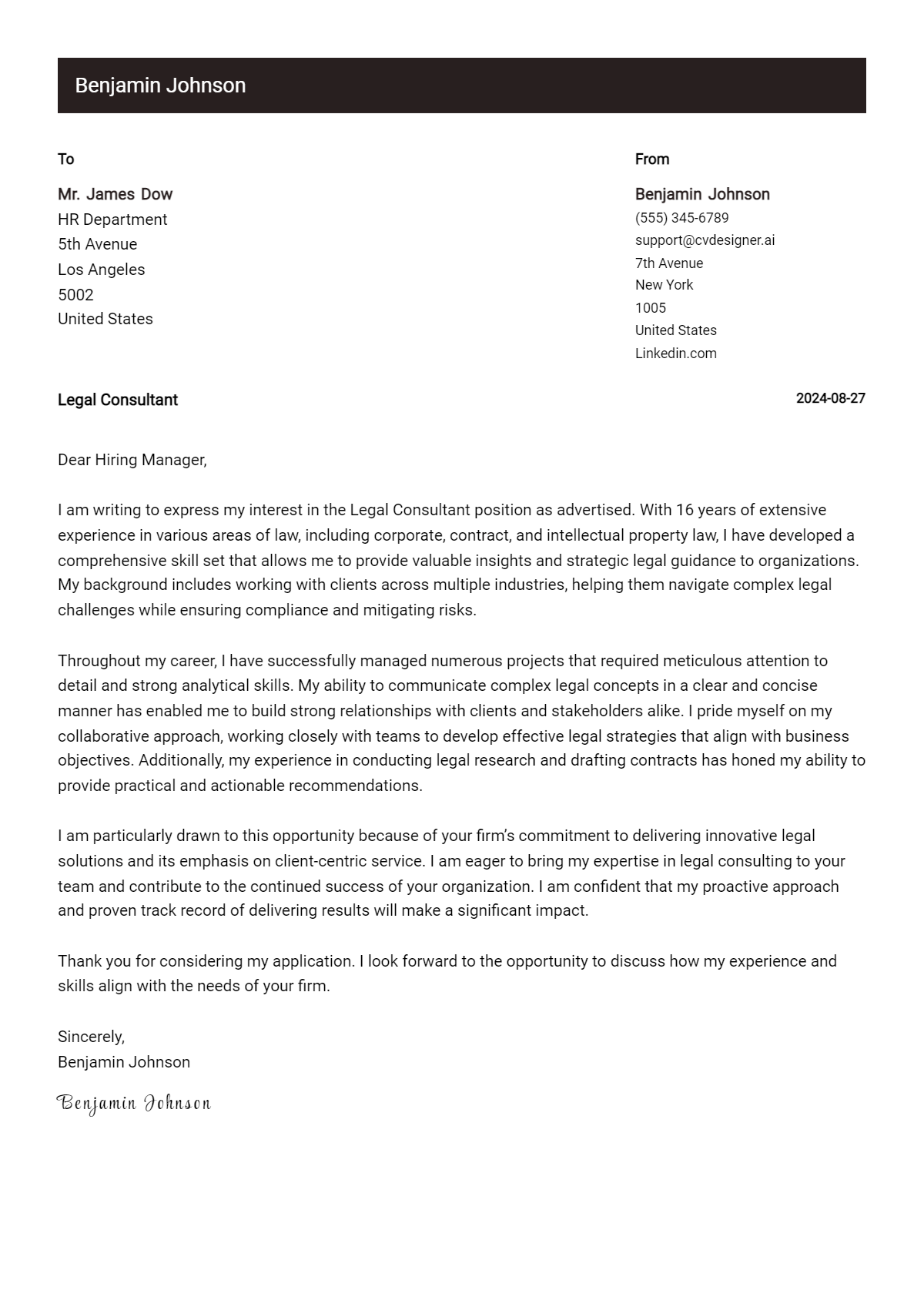 9 Legal Consultant Cover Letter Example for 2026: Tips & Templates Preview