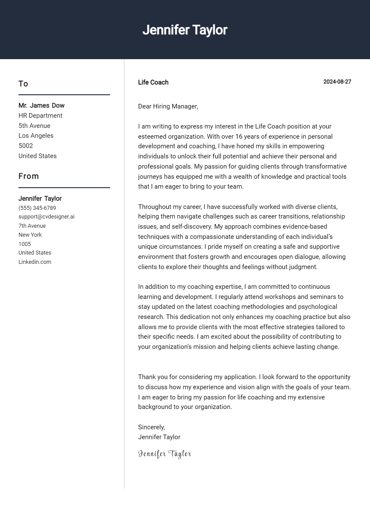 Life Coach Cover Letter Example for 2026: Ultimate Guide Preview