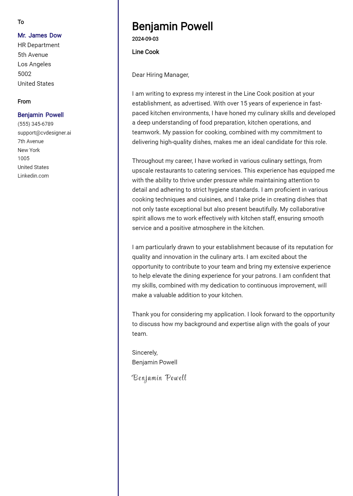 Line Cook Cover Letter Examples and Templates for 2026 Preview