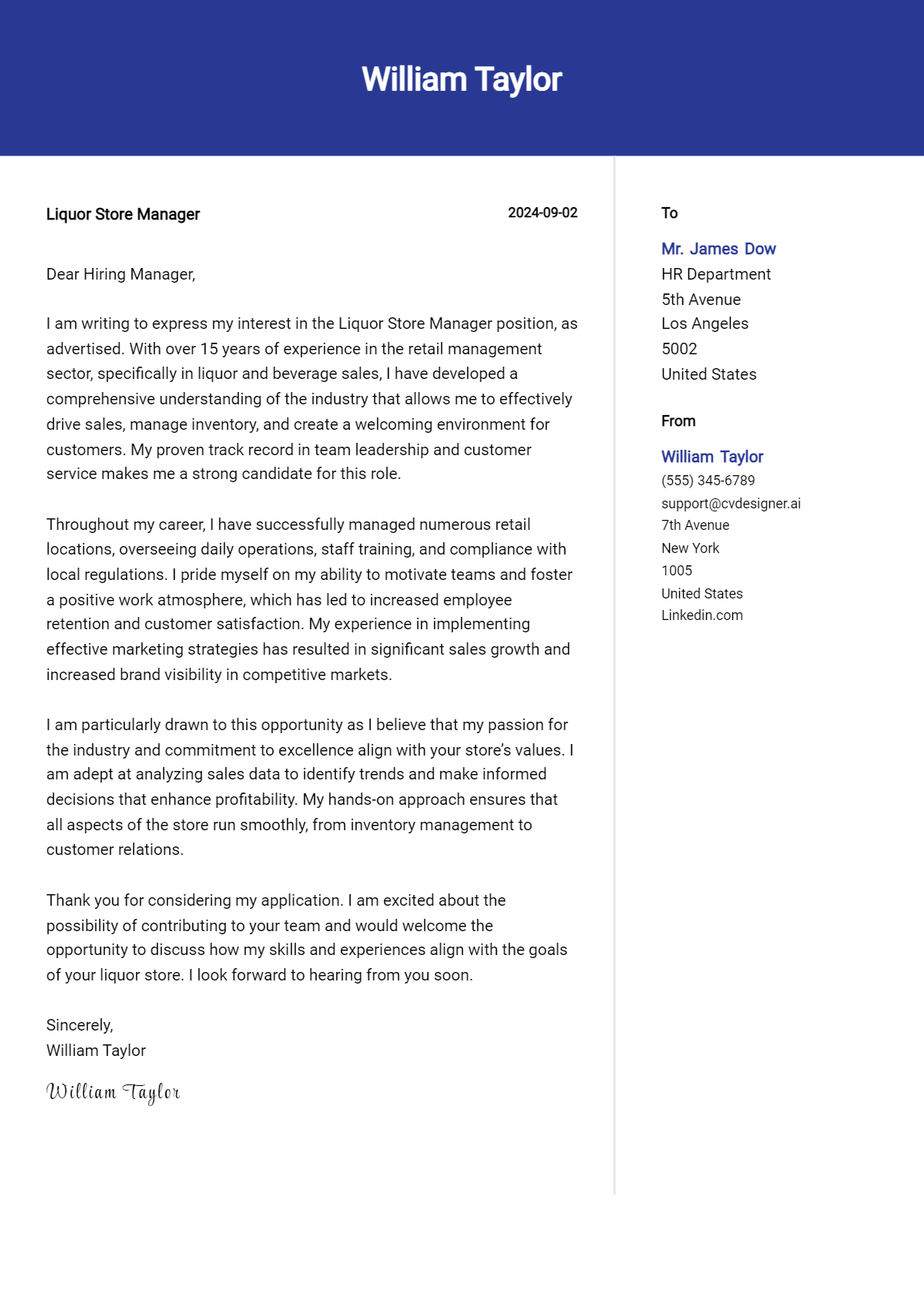Liquor Store Manager Cover Letter Example for 2026: Proven Tips Preview