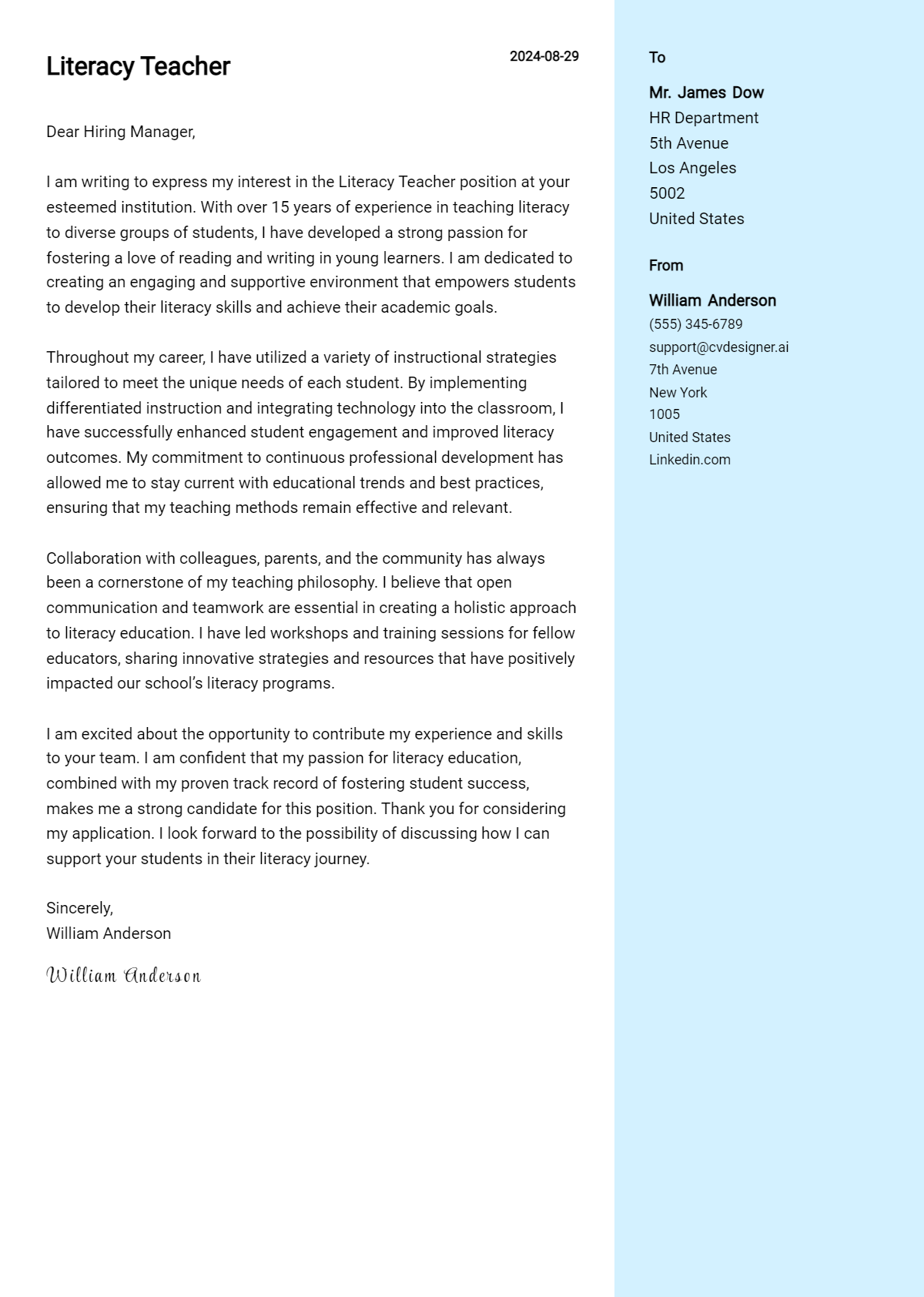 Literacy Teacher Cover Letter Example for 2026: Proven Tips Preview